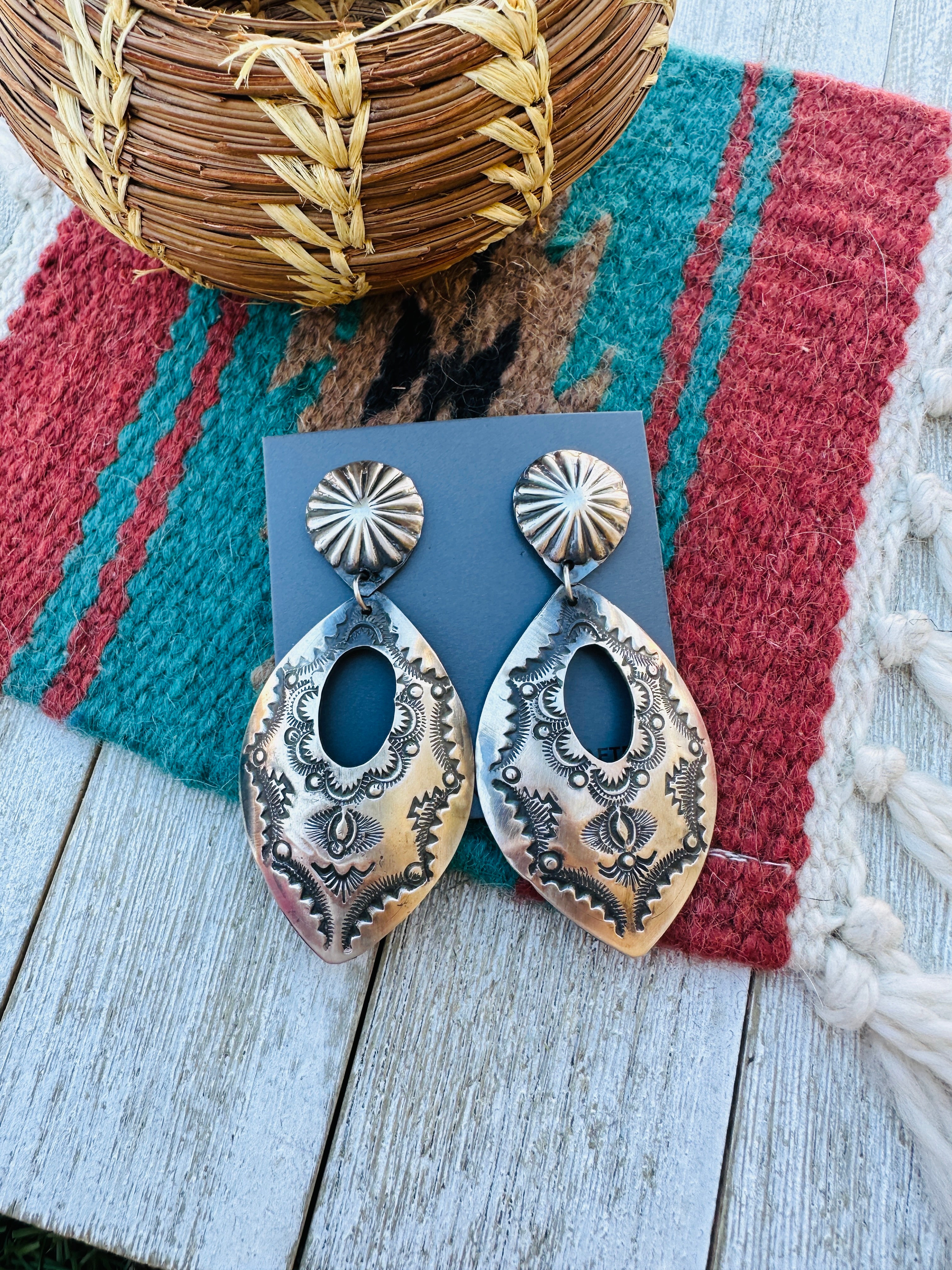 Handcrafted Sterling Silver Concho Dangle Earrings