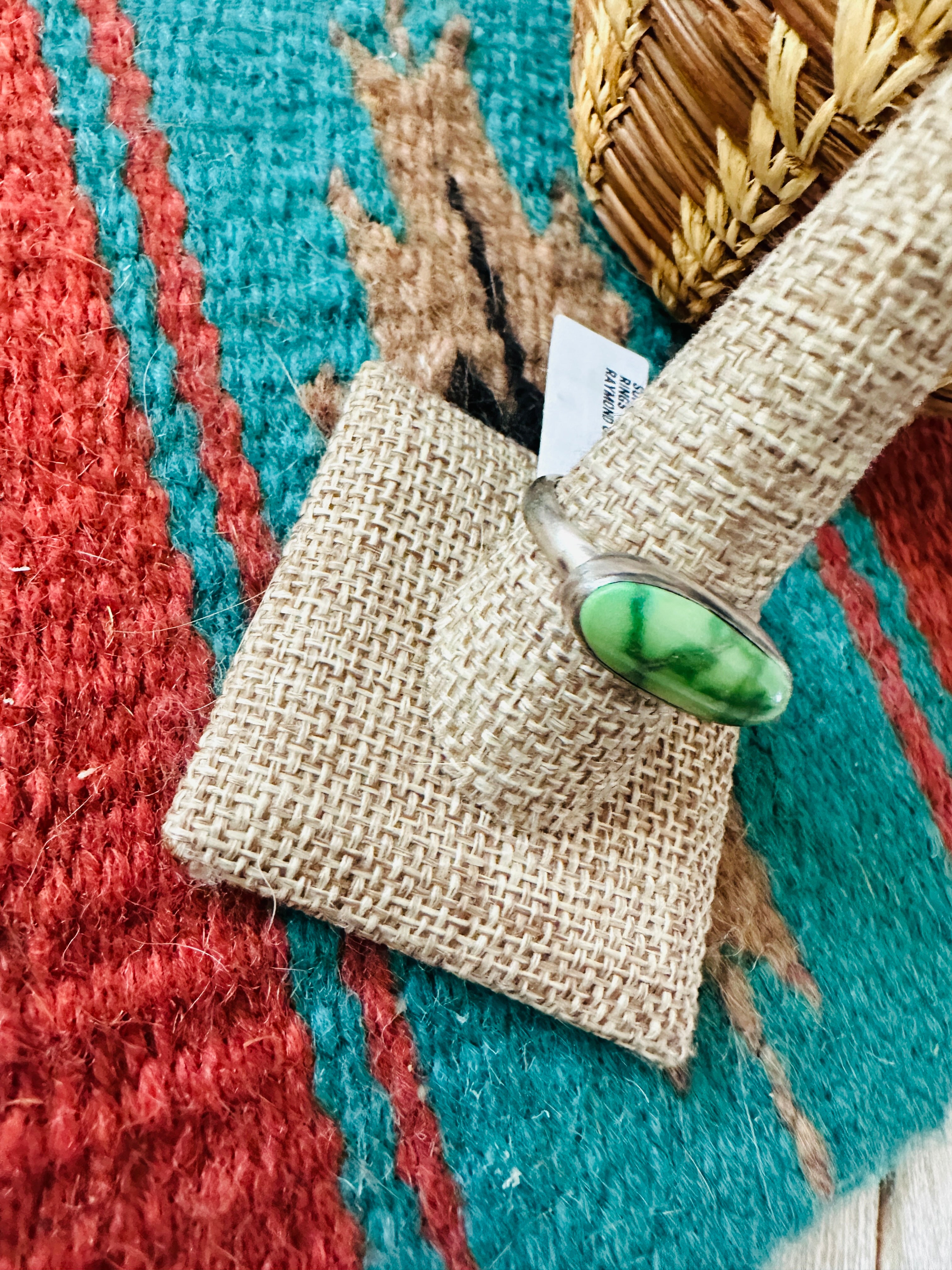 Handcrafted Sterling Silver & Sonoran Mountain Turquoise Band Ring Size 10