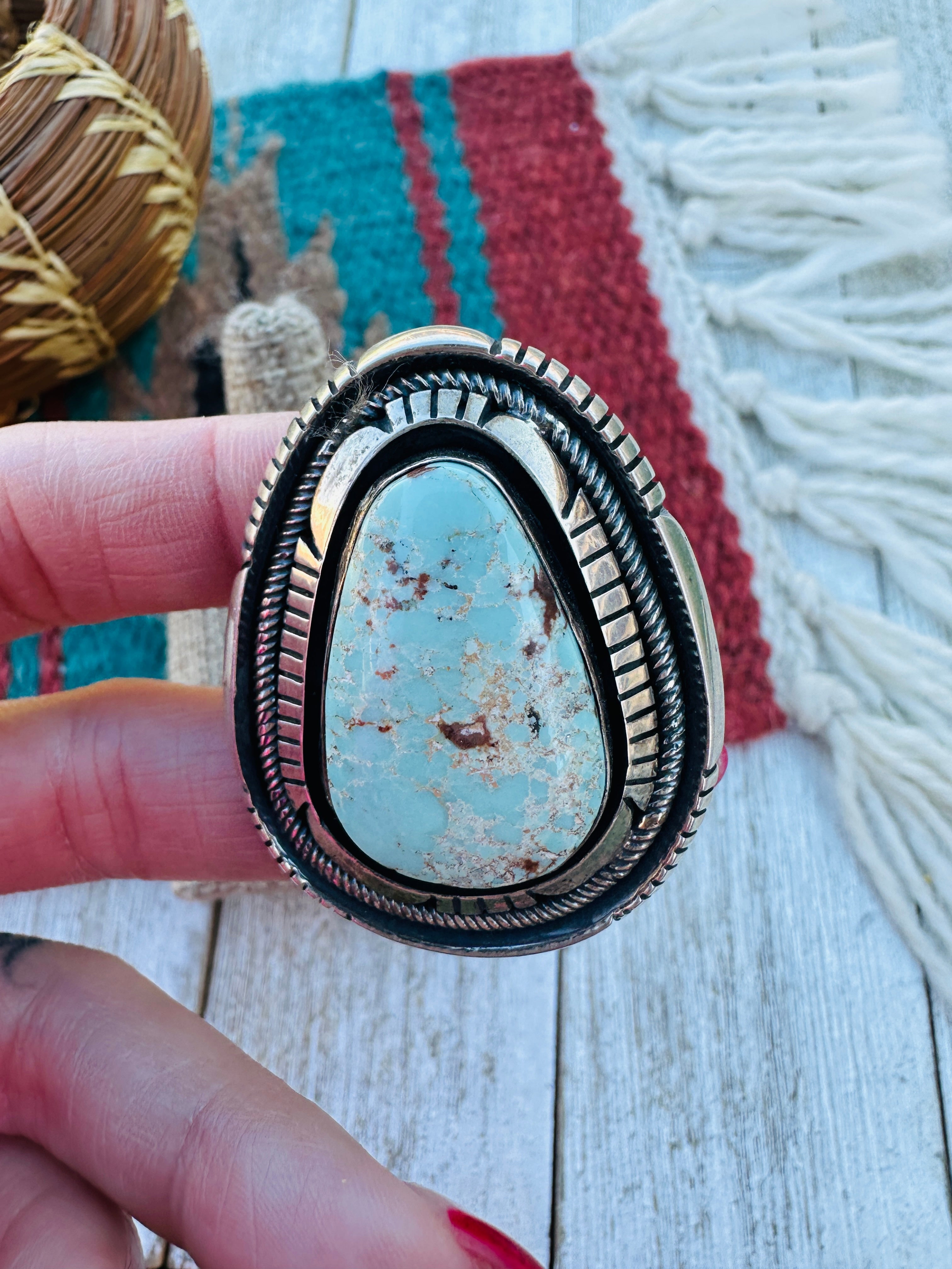 Handcrafted Dry Creek Turquoise & Sterling Silver Ring Size 6