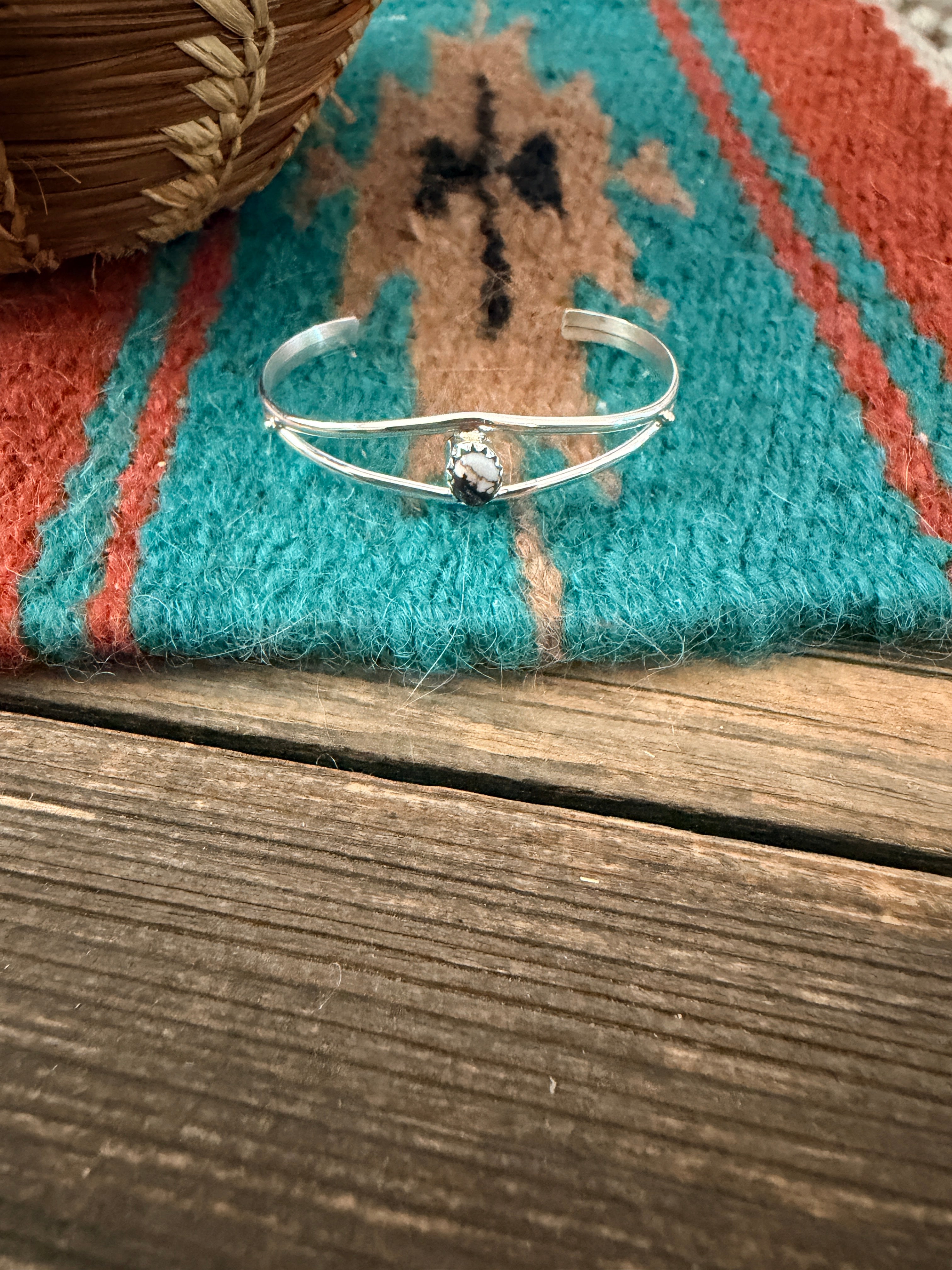 Handcrafted Wild Horse & Sterling Silver Baby Cuff Bracelet