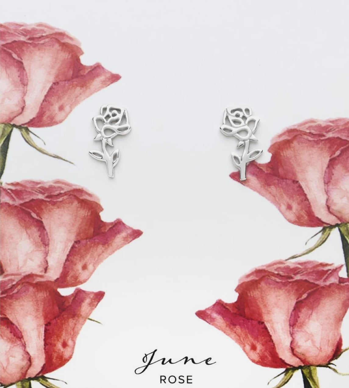 Sterling Silver Birthday Flower Stud Earrings June