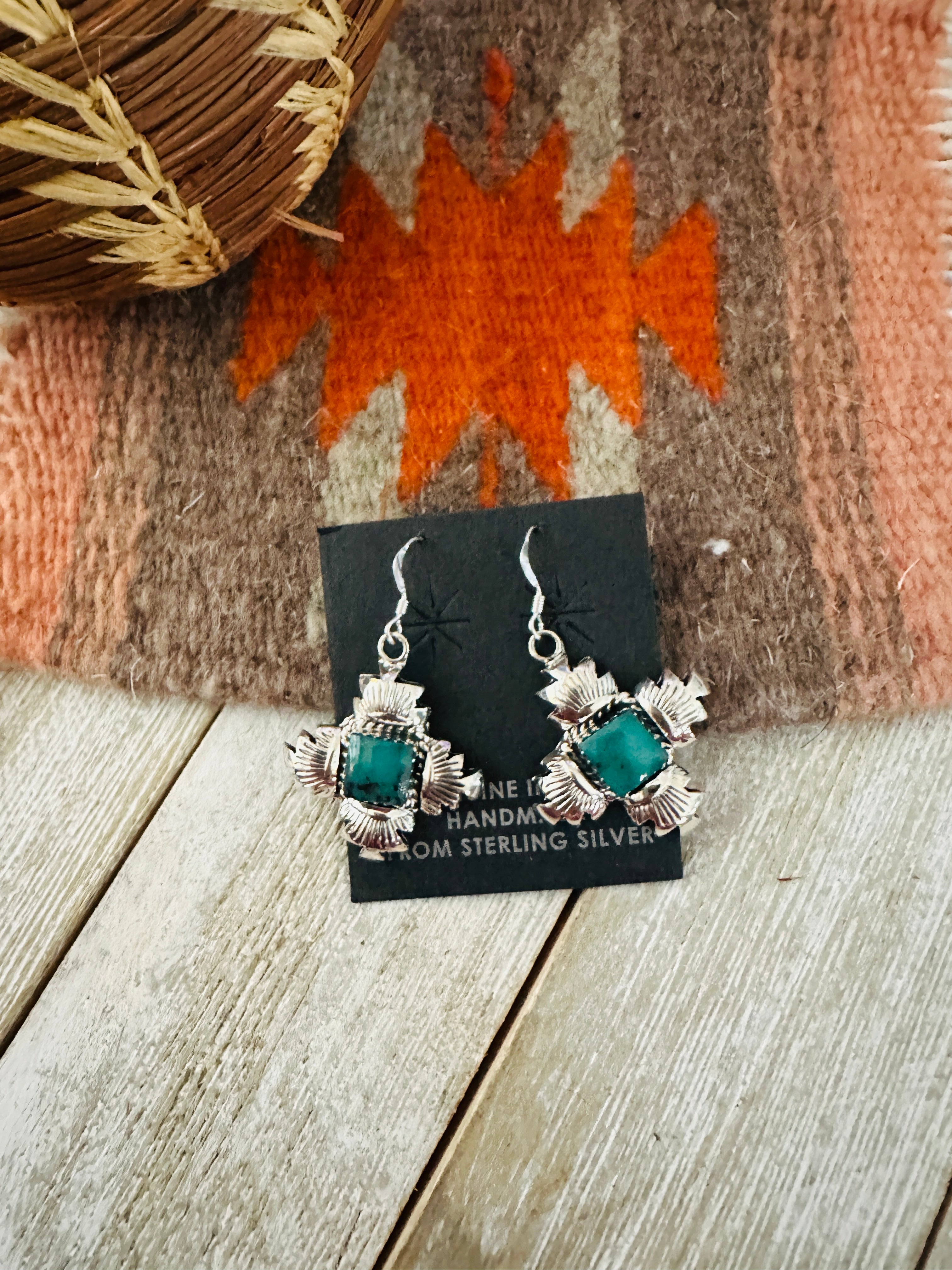 Handcrafted Sterling Silver & Morenci Turquoise Post Earrings