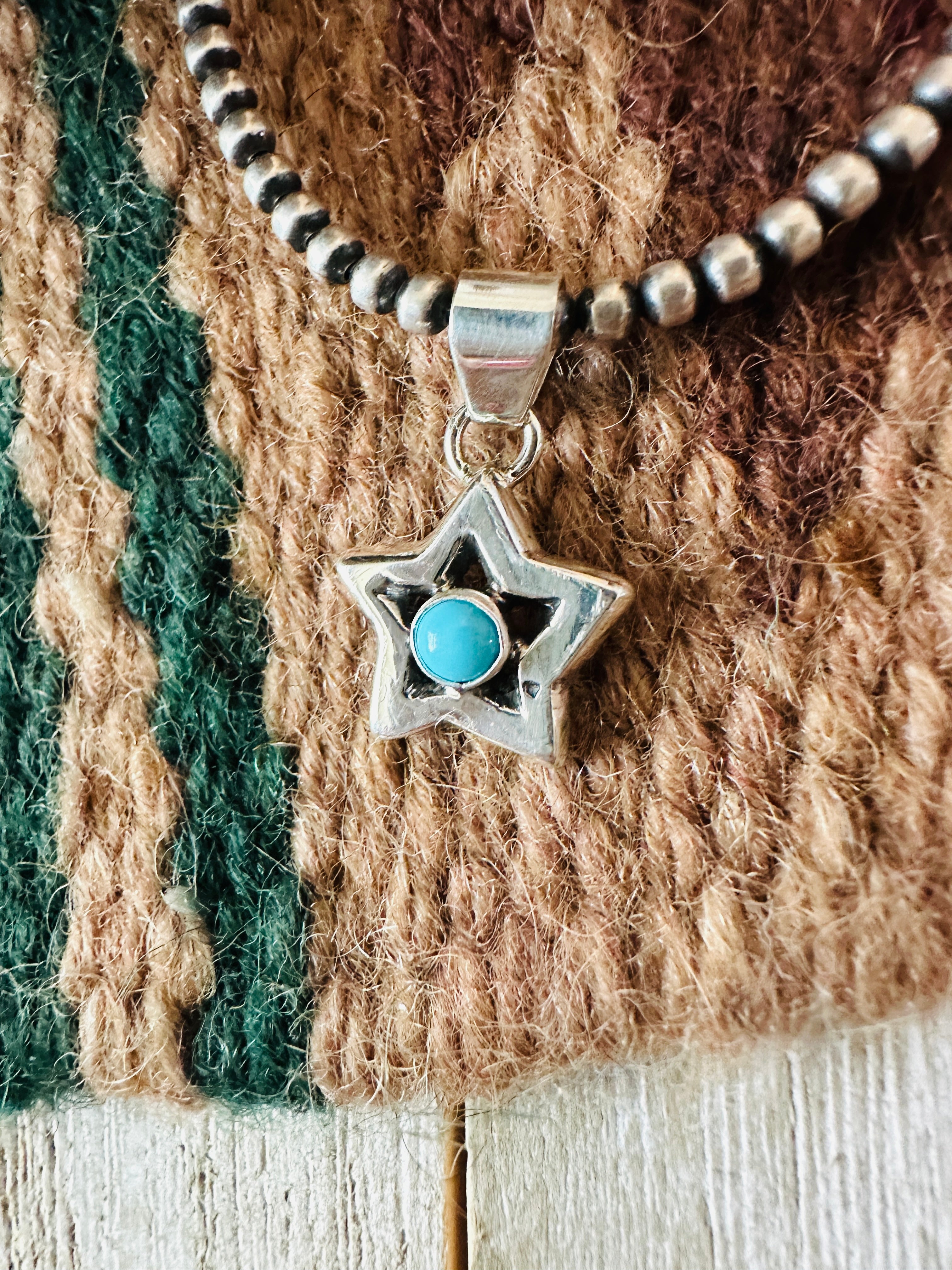 Handcrafted Turquoise & Sterling Silver Mini Star Pendant