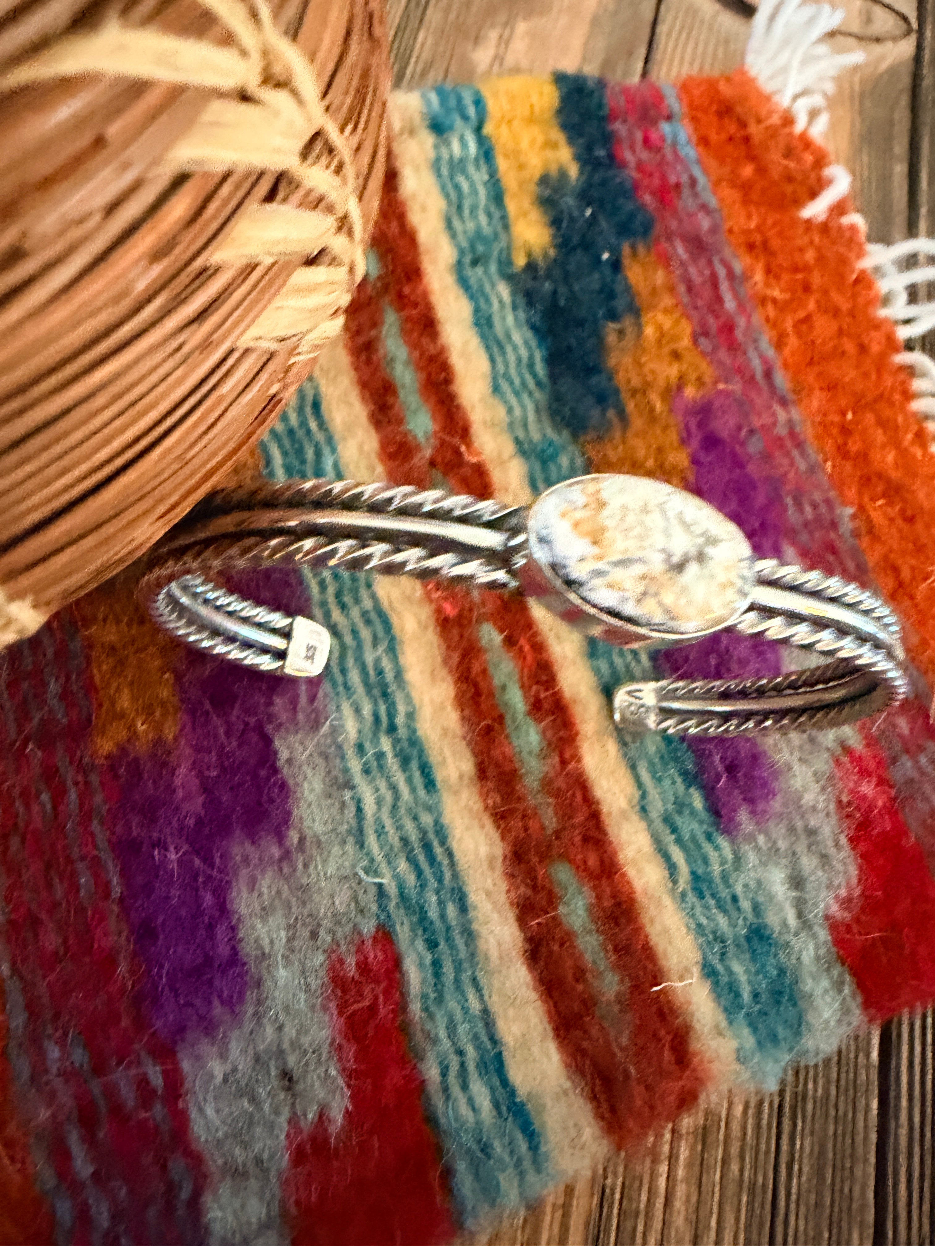 Handcrafted White Buffalo & Sterling Silver Cuff Bracelet