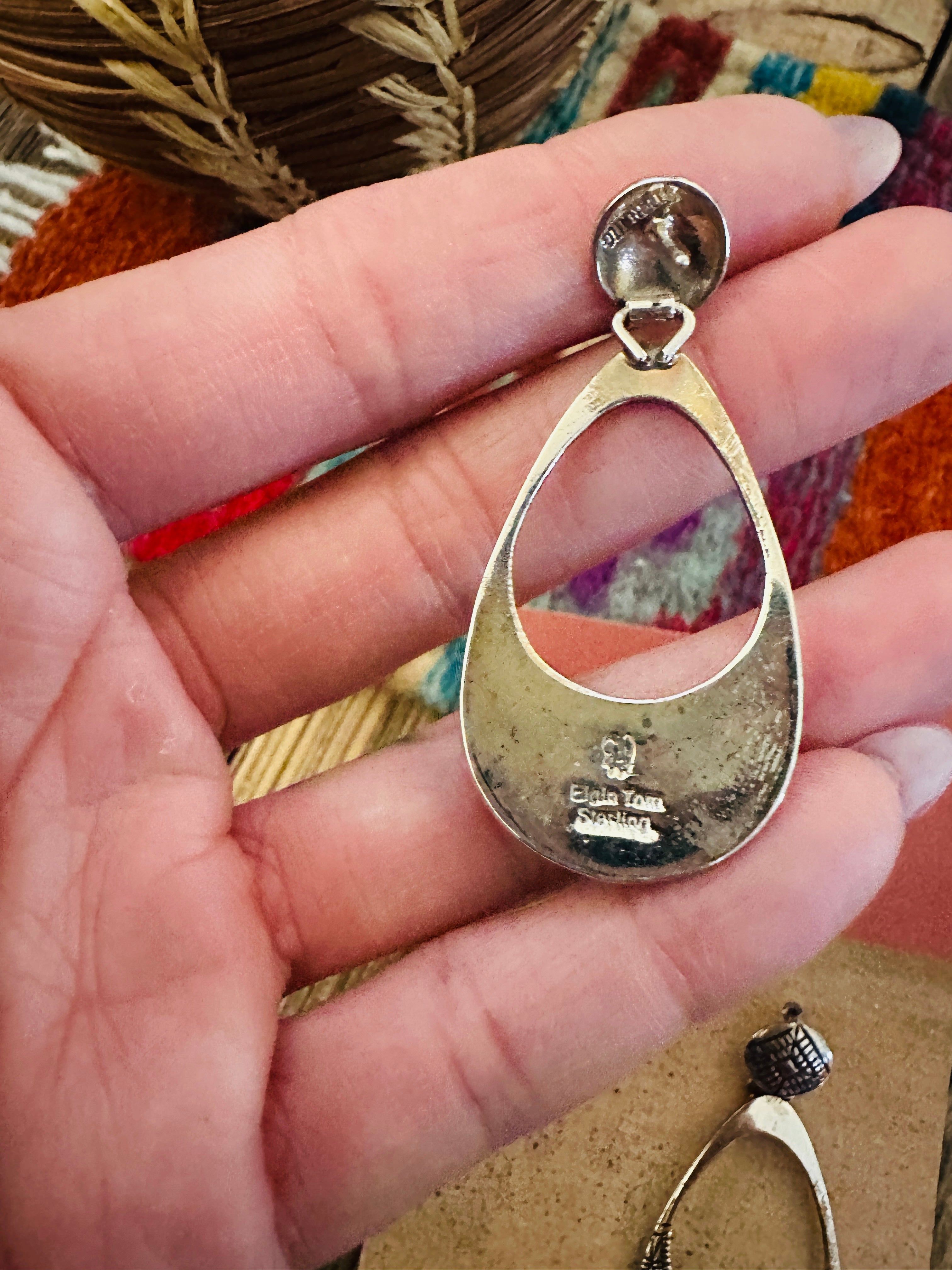 Handcrafted Turquoise & Sterling Silver Dangle Earrings