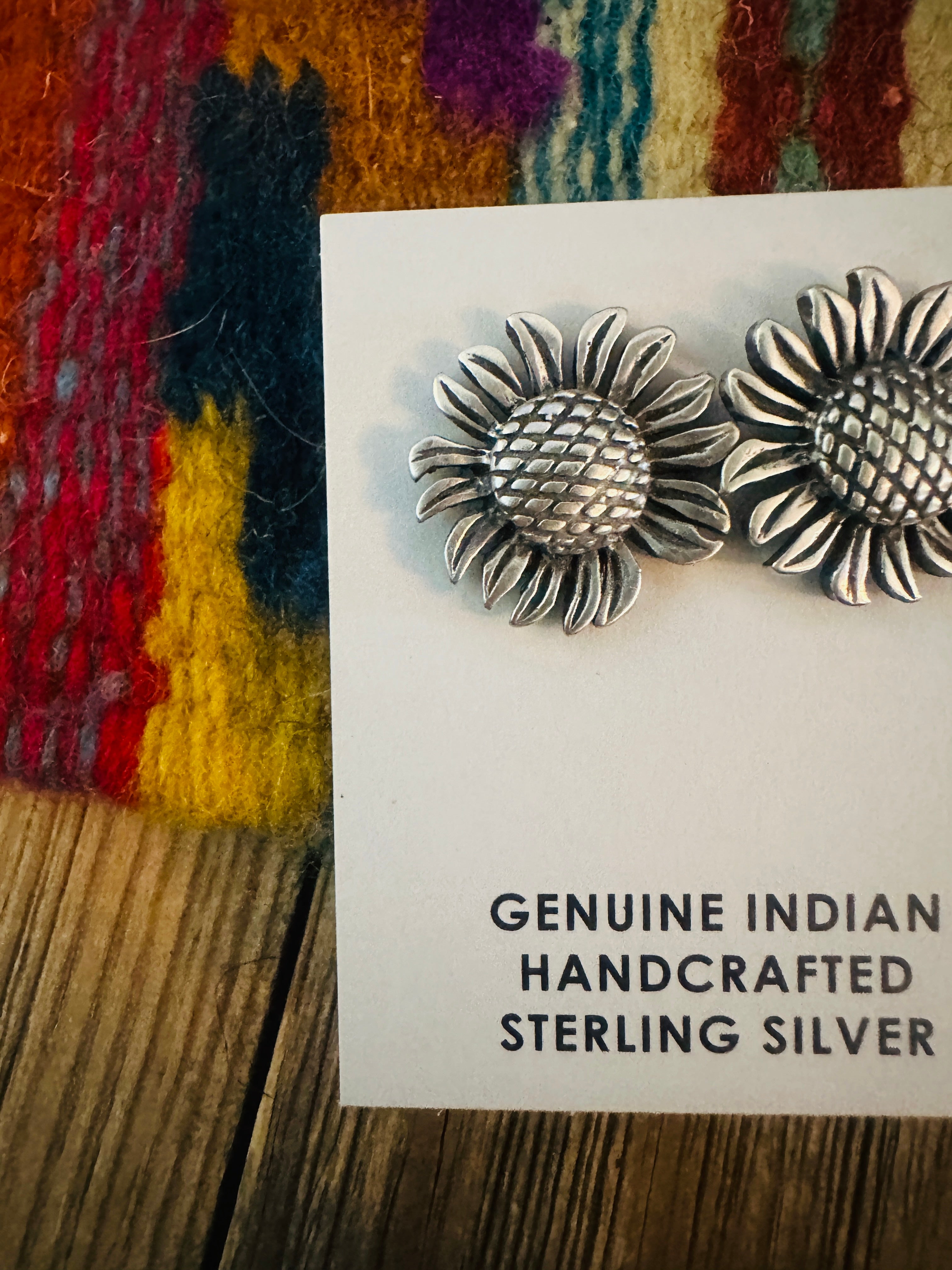 Handcrafted Sterling Silver Sunflower Stud Earrings