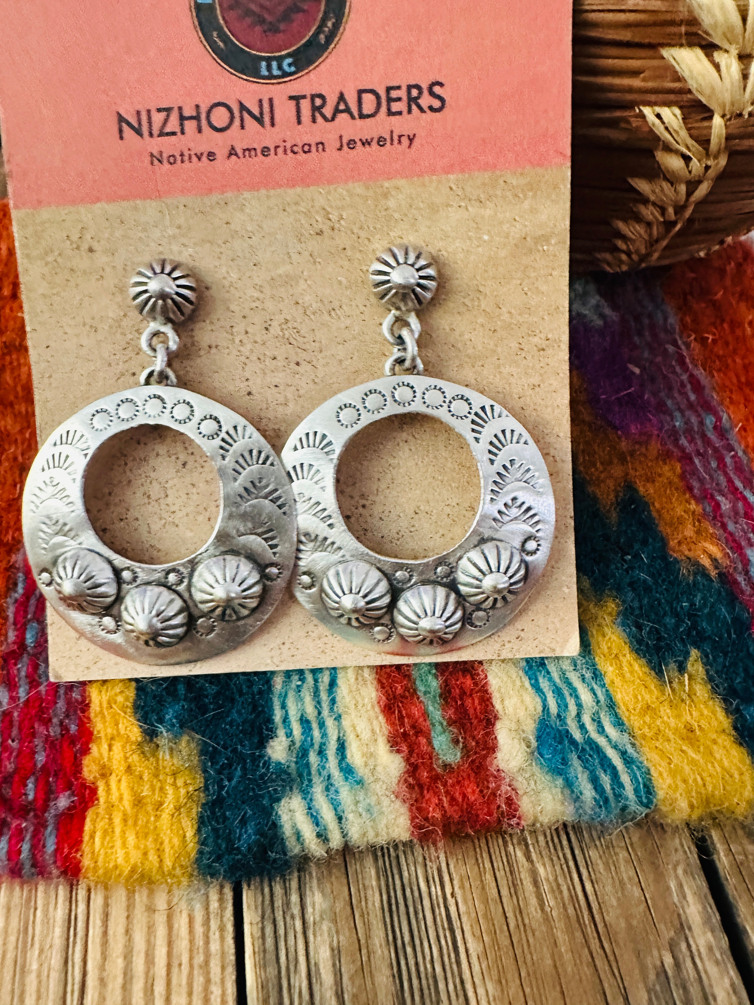Handcrafted Sterling Silver Concho Dangle Earrings