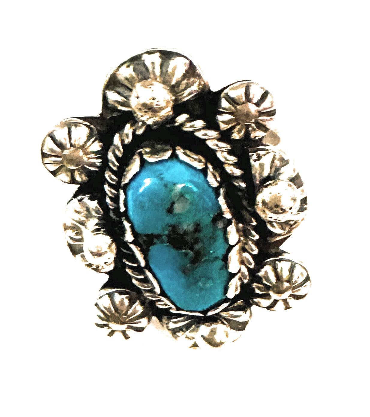 Navajo Sterling Silver & Kingman Turquoise Ring Size 11