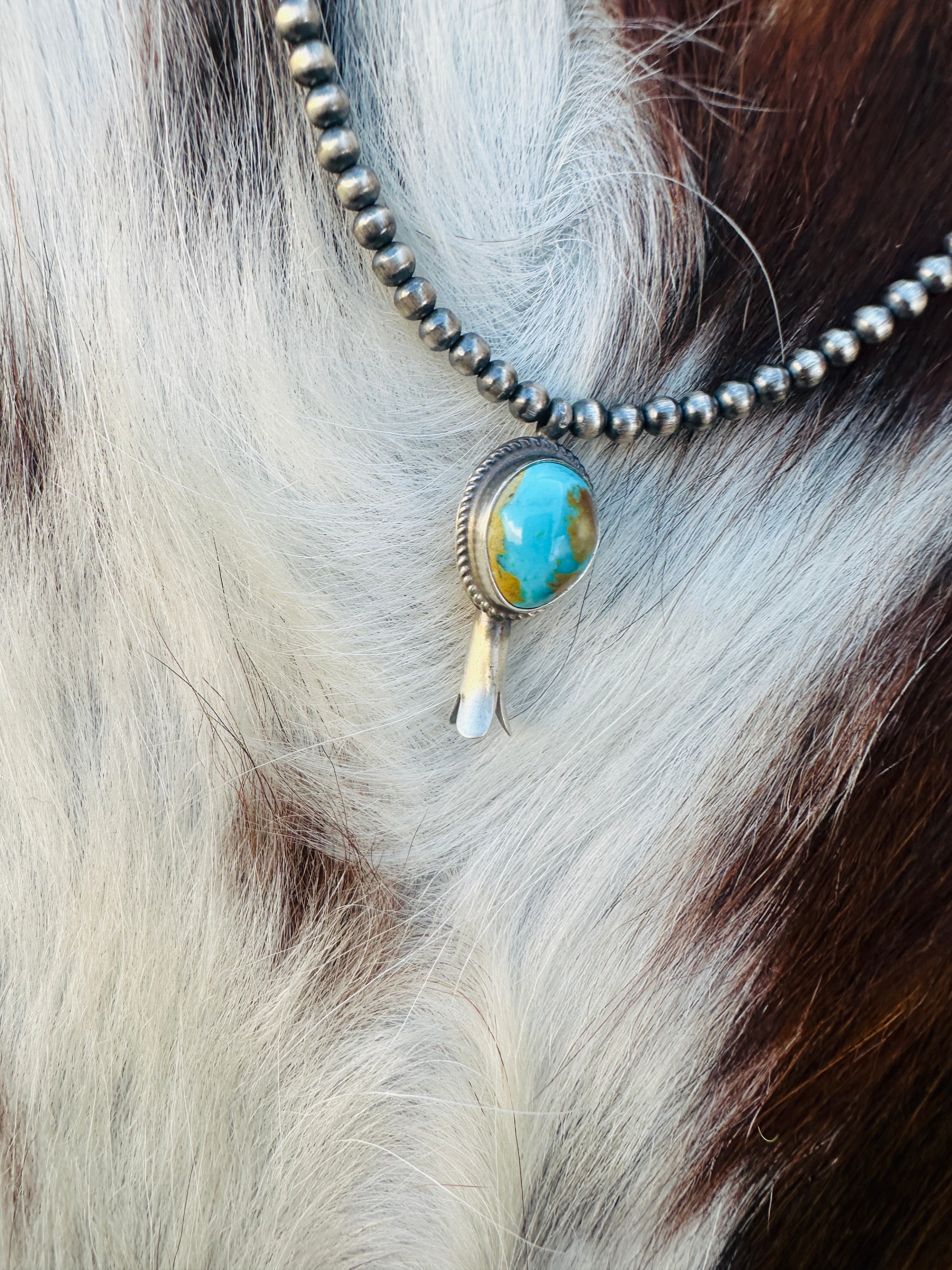 Handcrafted Turquoise & Sterling Silver Beaded Blossom Necklace