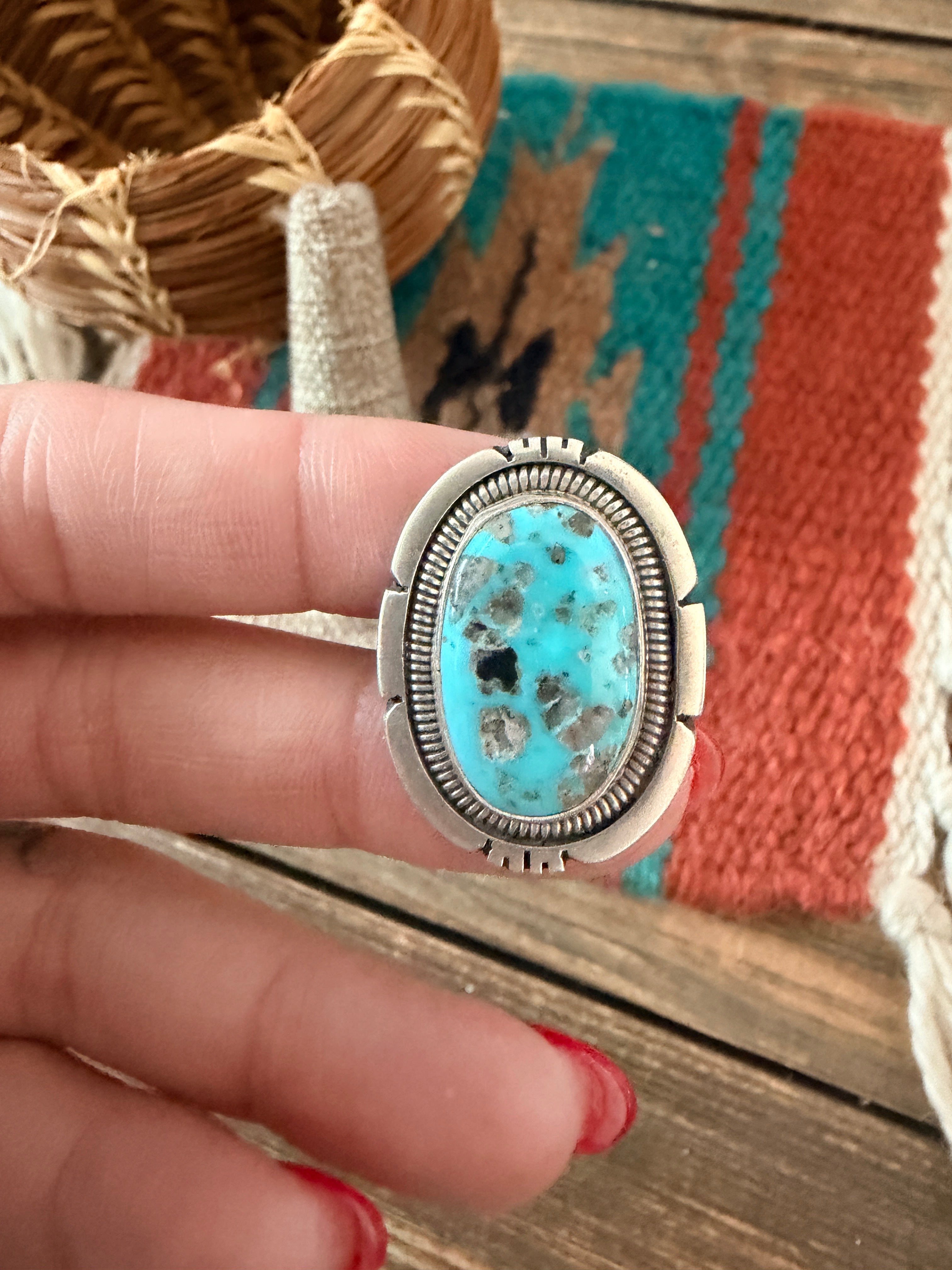 Handcrafted Turquoise & Sterling Silver Adjustable Ring