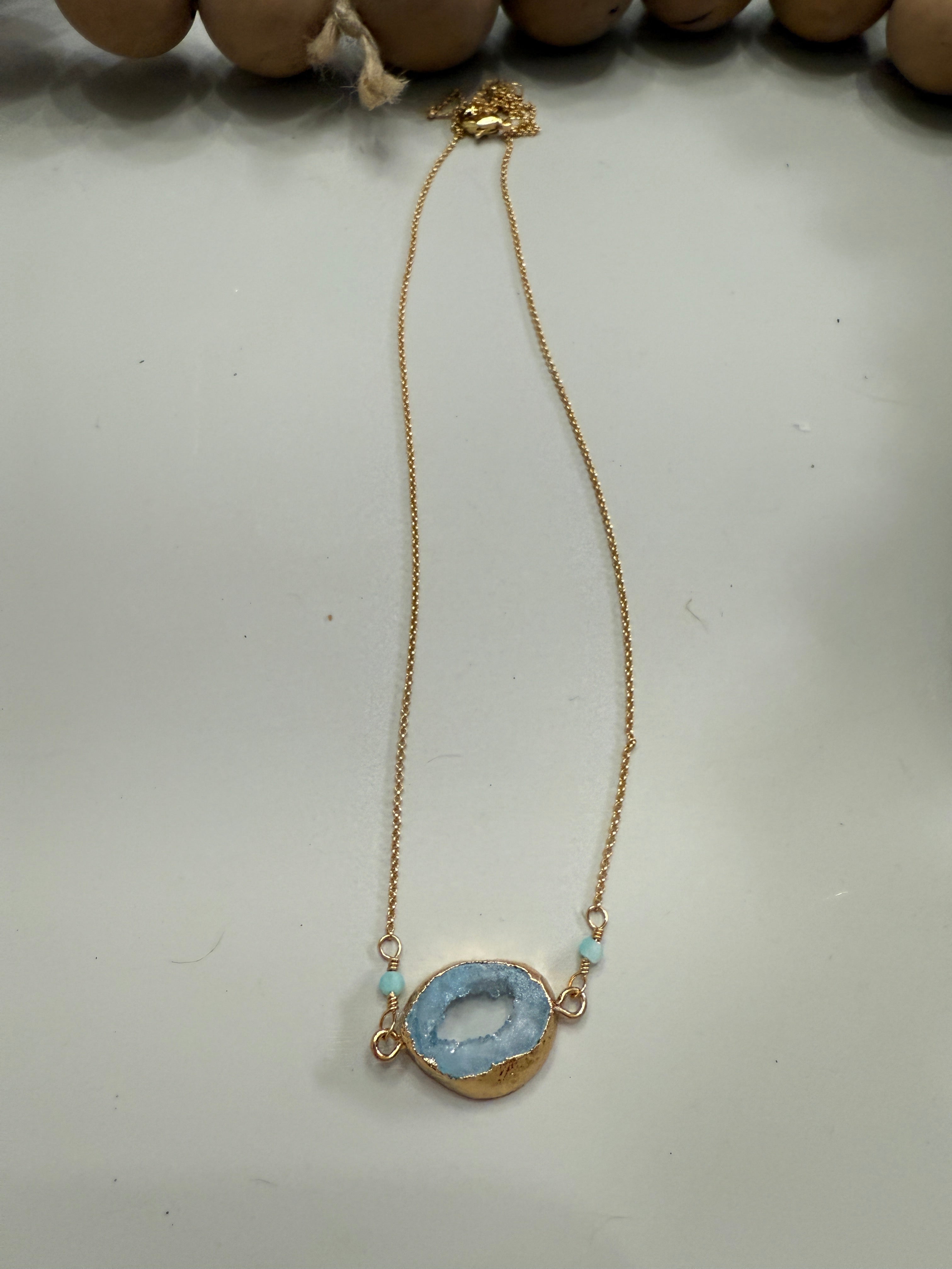 “The Golden Collection” Geo Necklace Handmade Gold Plated Agate Necklace