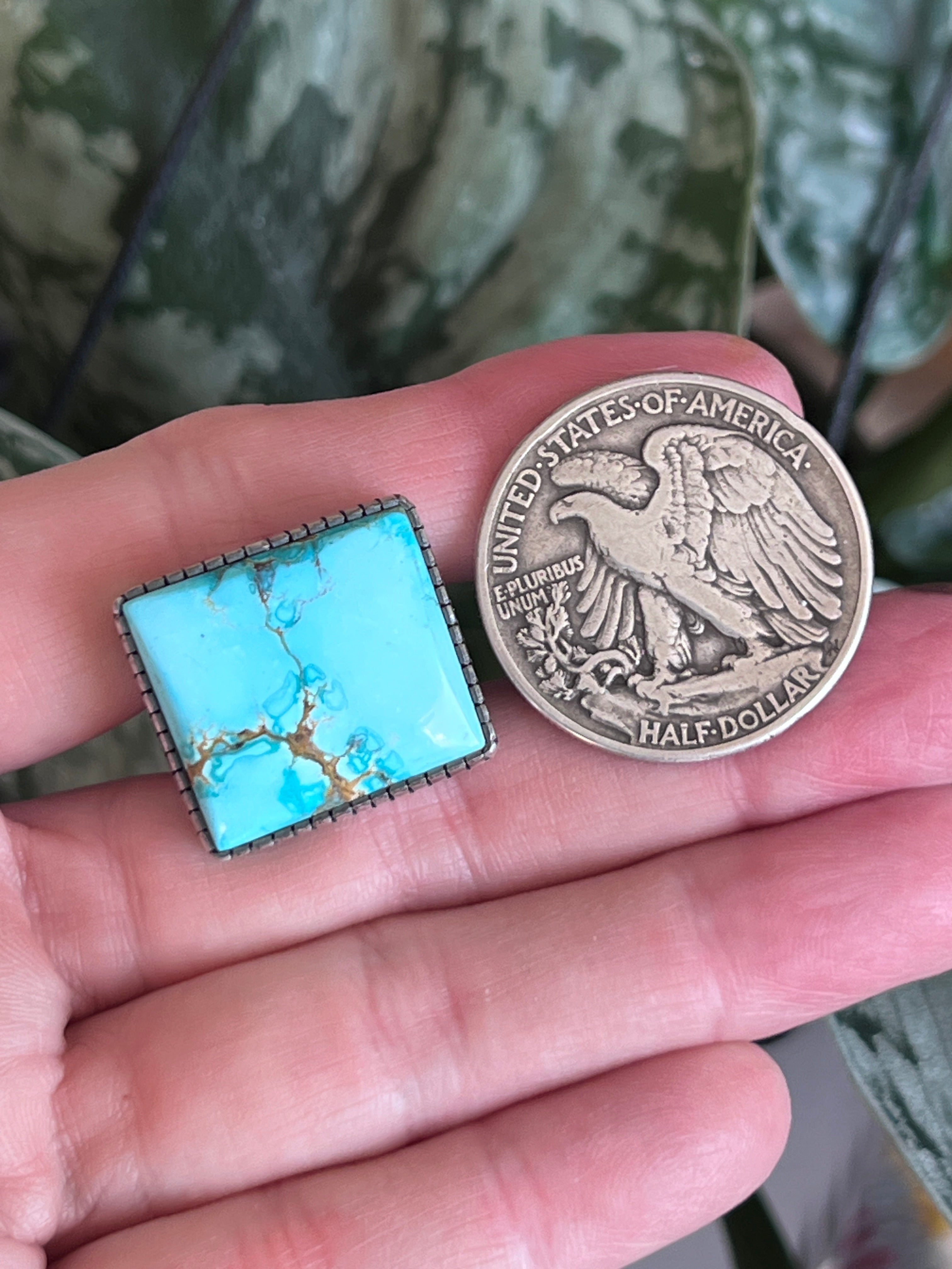 Raymond Coriz Handcrafted Sierra Bella Turquoise Cocktail Ring, Size 8