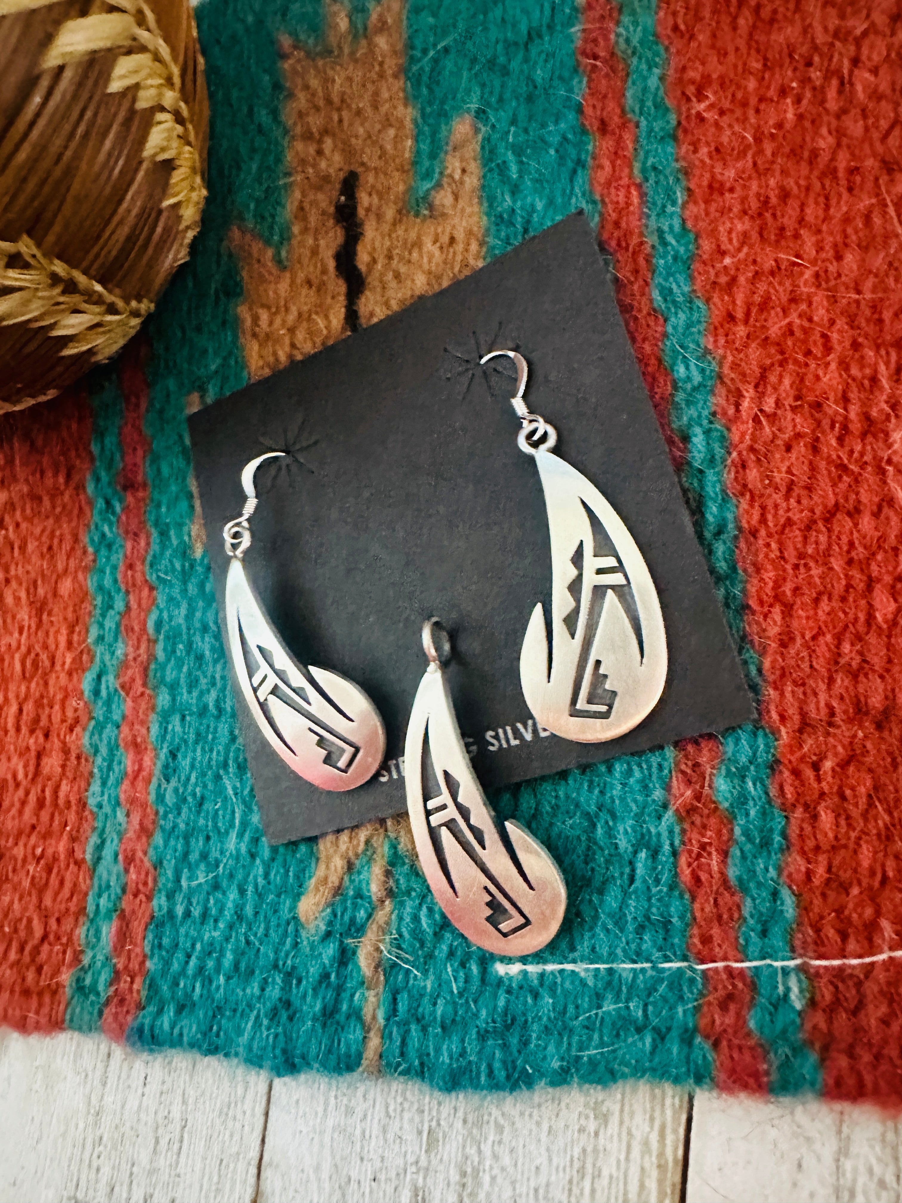 Hopi Sterling Silver Earring And Pendant Set