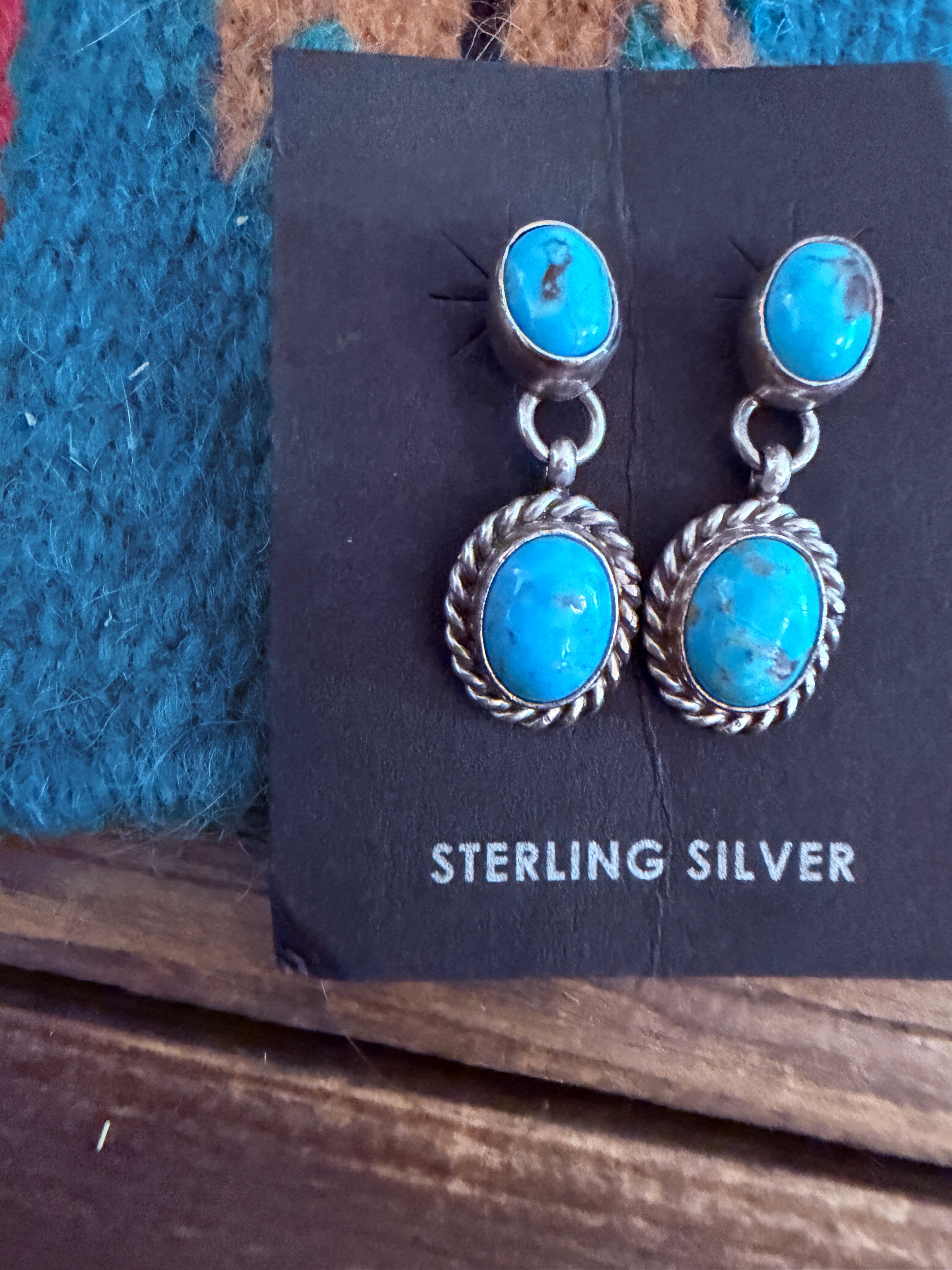 Handcrafted Turquoise & Sterling Silver Dangle Earrings