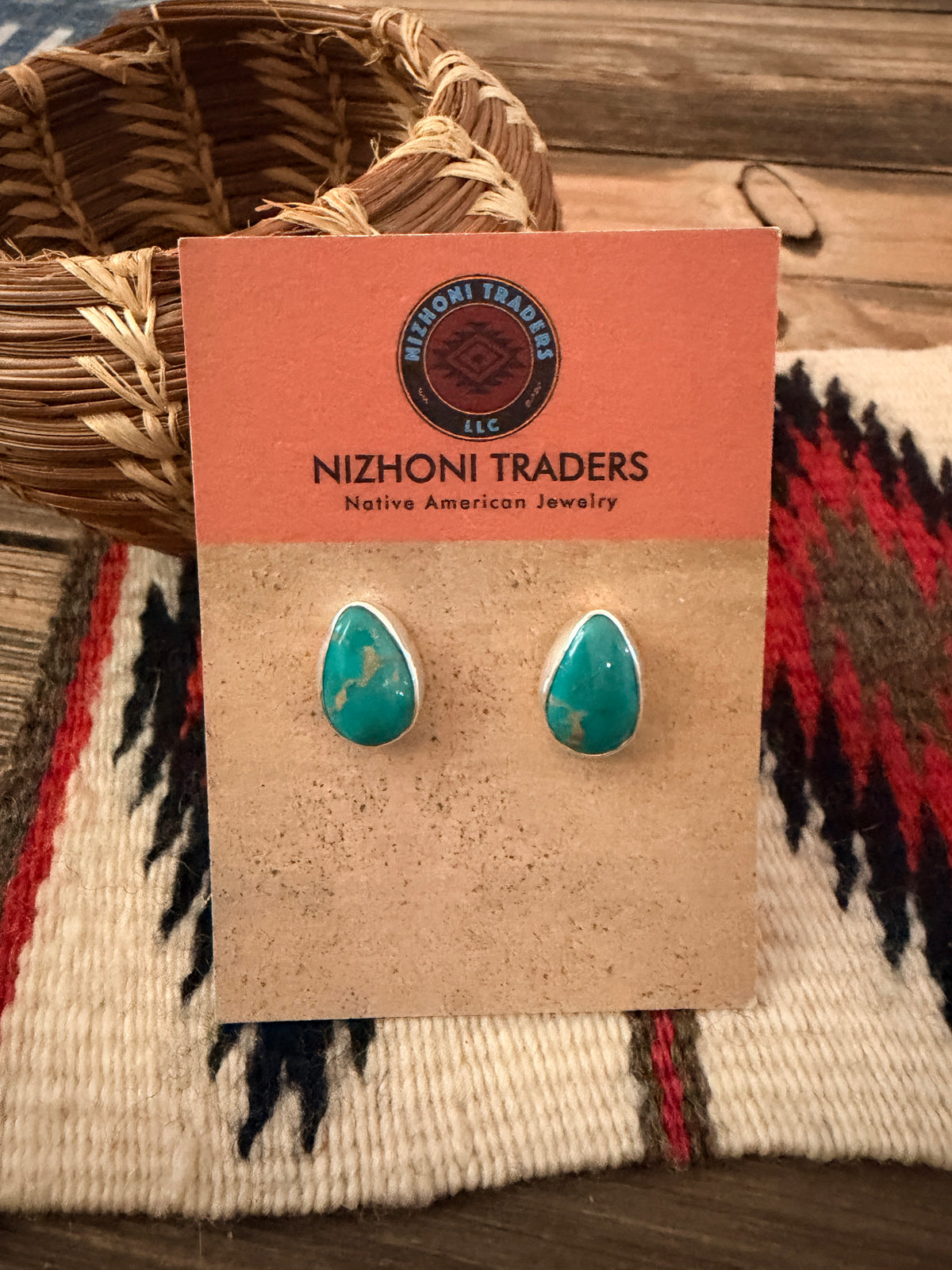 Handcrafted Turquoise & Sterling Silver Stud Earrings