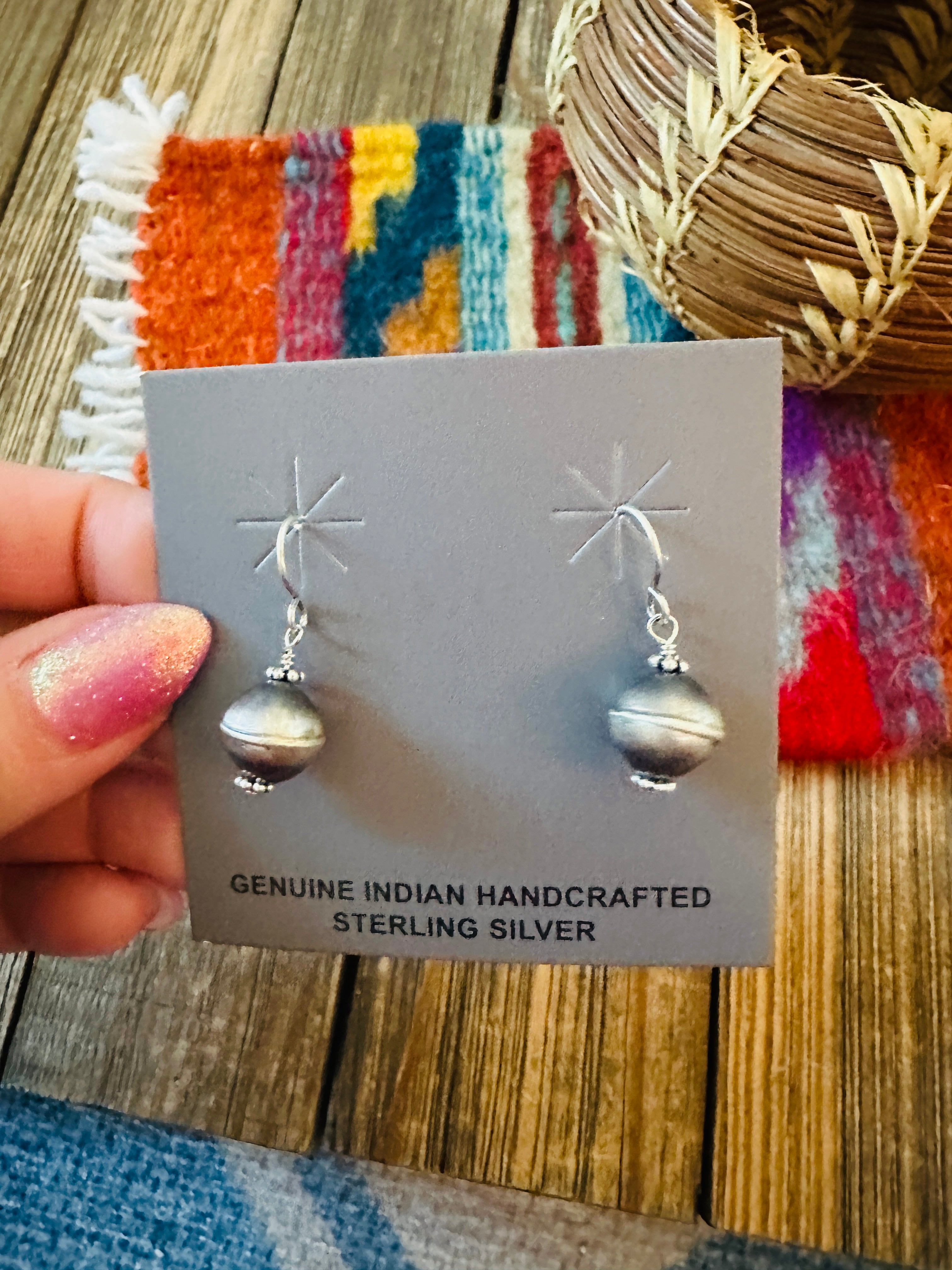Handcrafted Sterling Silver Pearl Beaded Dangle Earrings
