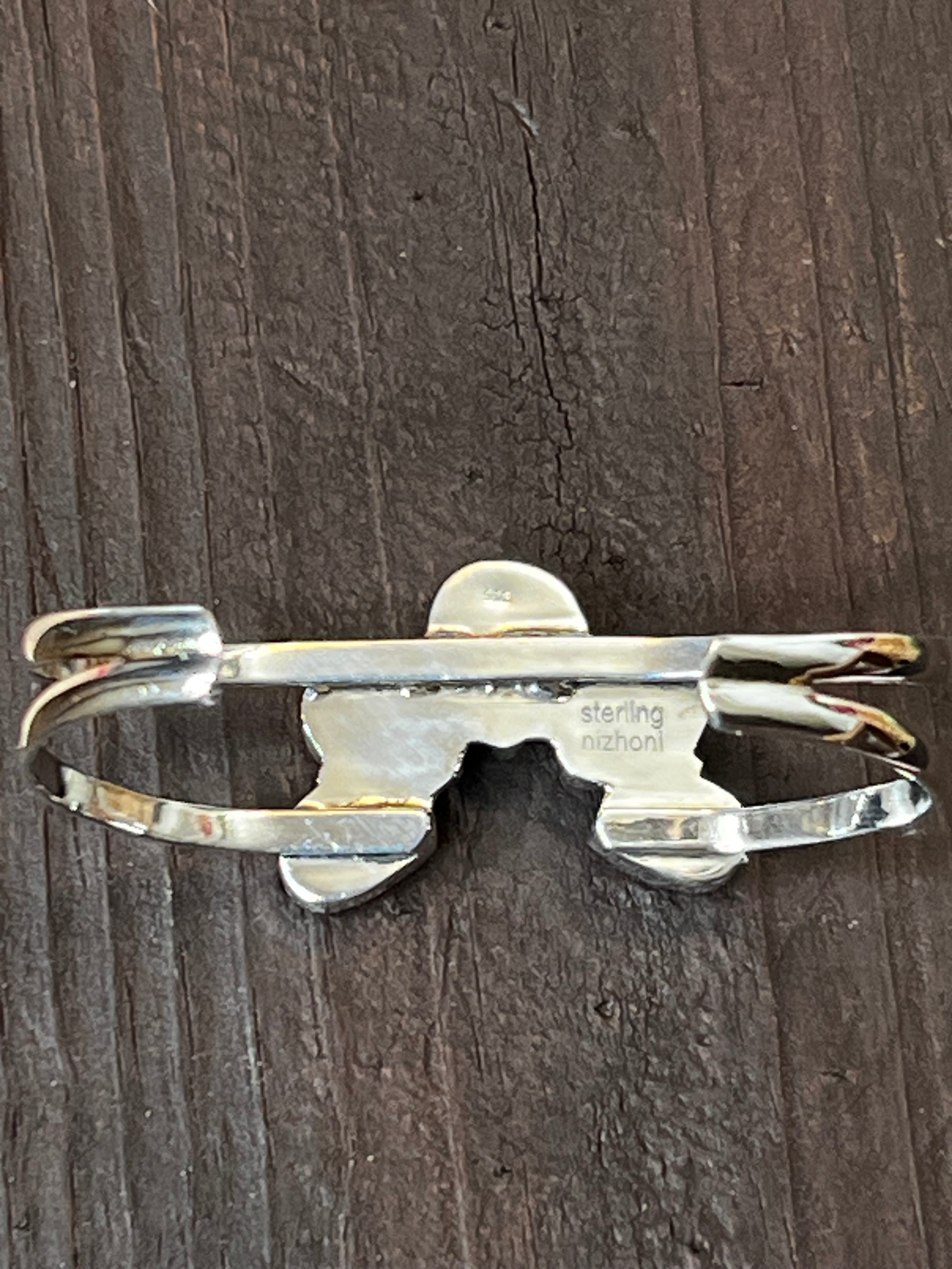 Handmade Sonoran Mountain Turquoise Cluster Sterling Silver Cuff Bracelet