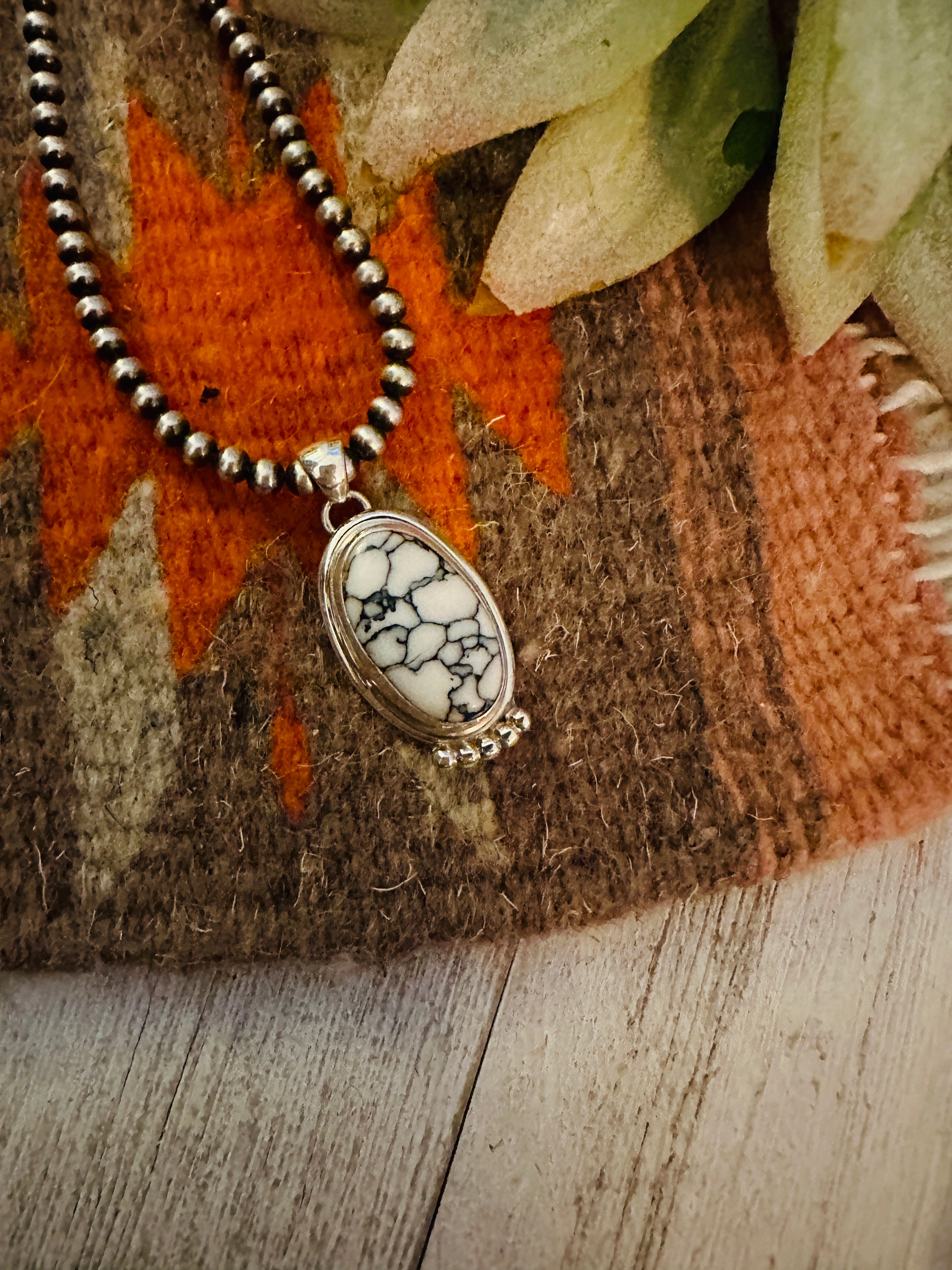 Navajo Howlite & Sterling Silver Pendant