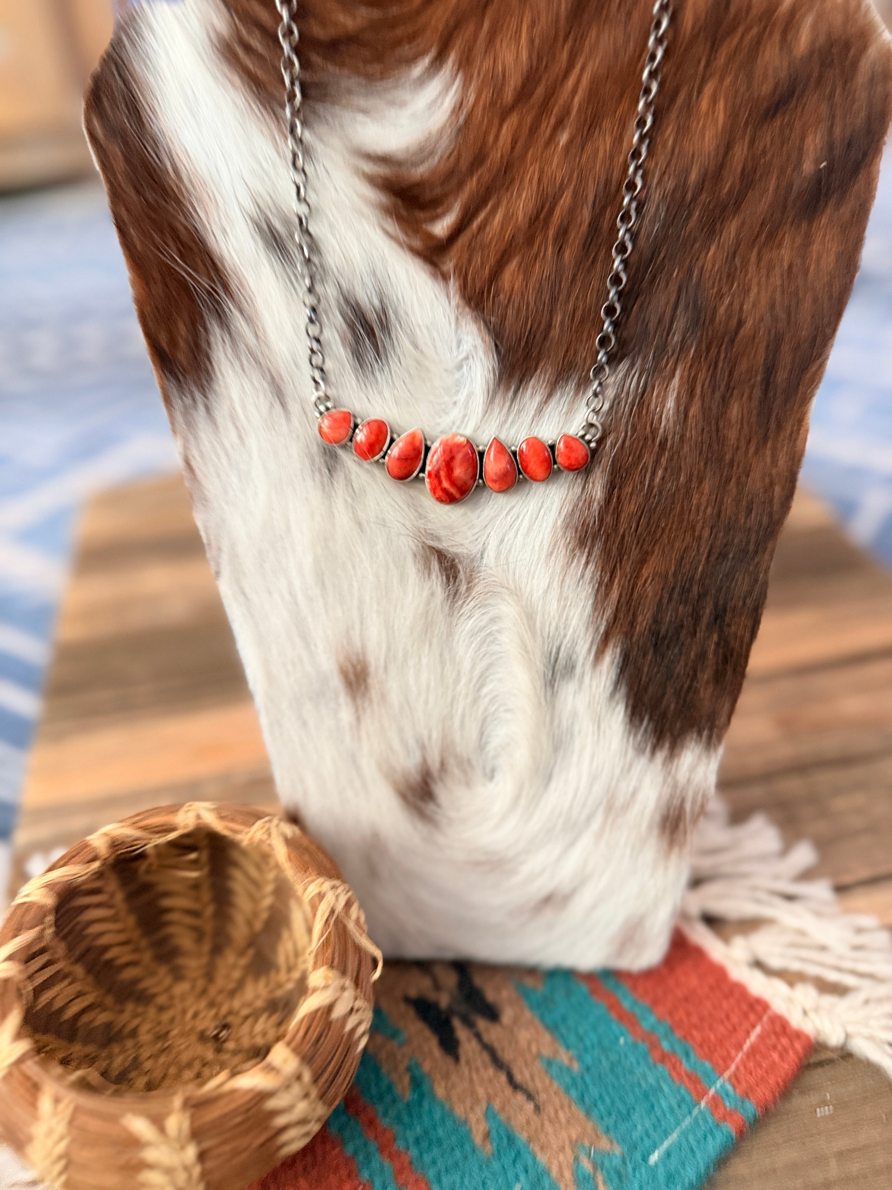 Handcrafted Spiny Oyster & Sterling Silver Necklace by Elouise Richards