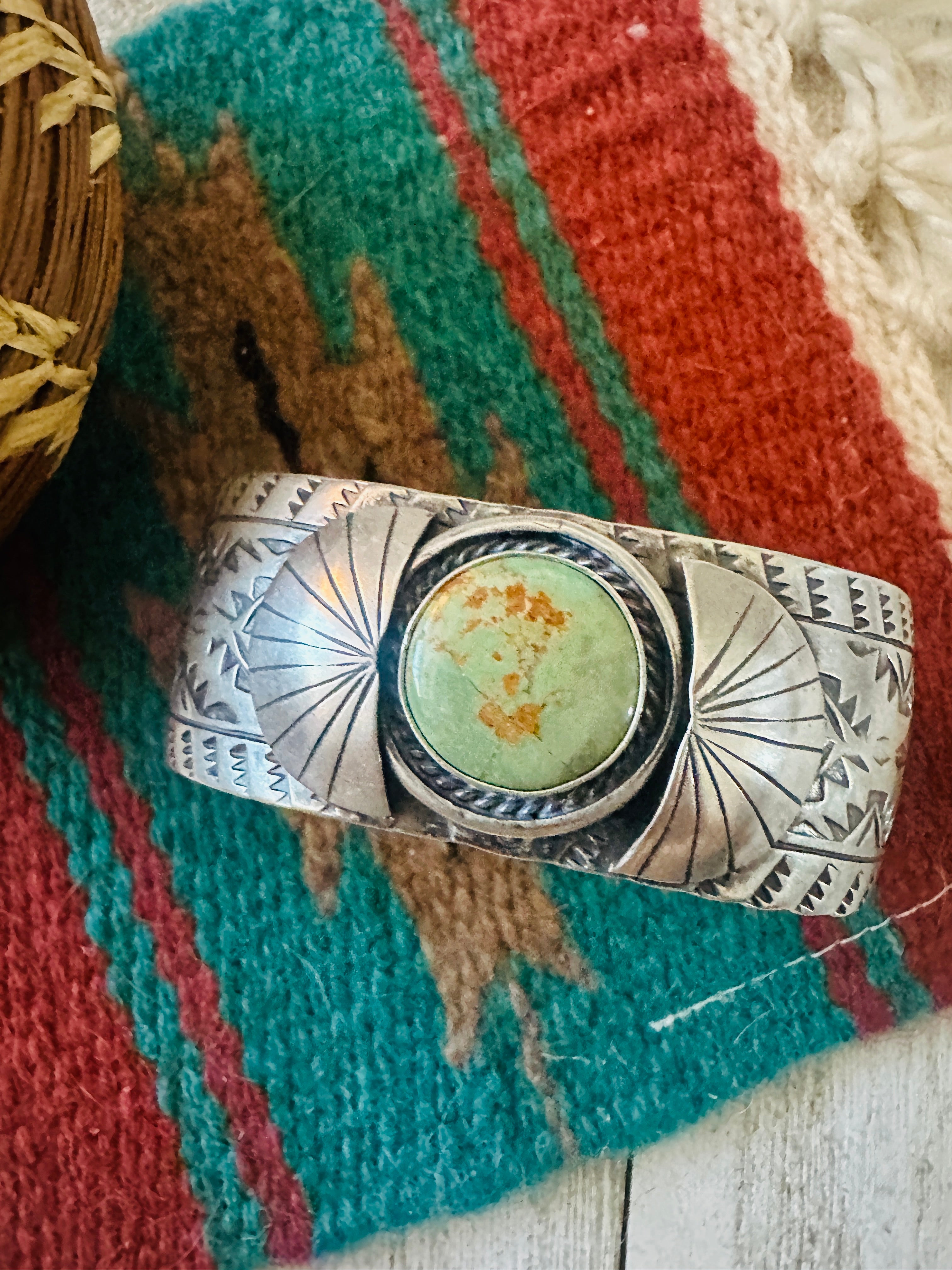 Navajo Royston Turquoise & Sterling Silver Cuff Bracelet