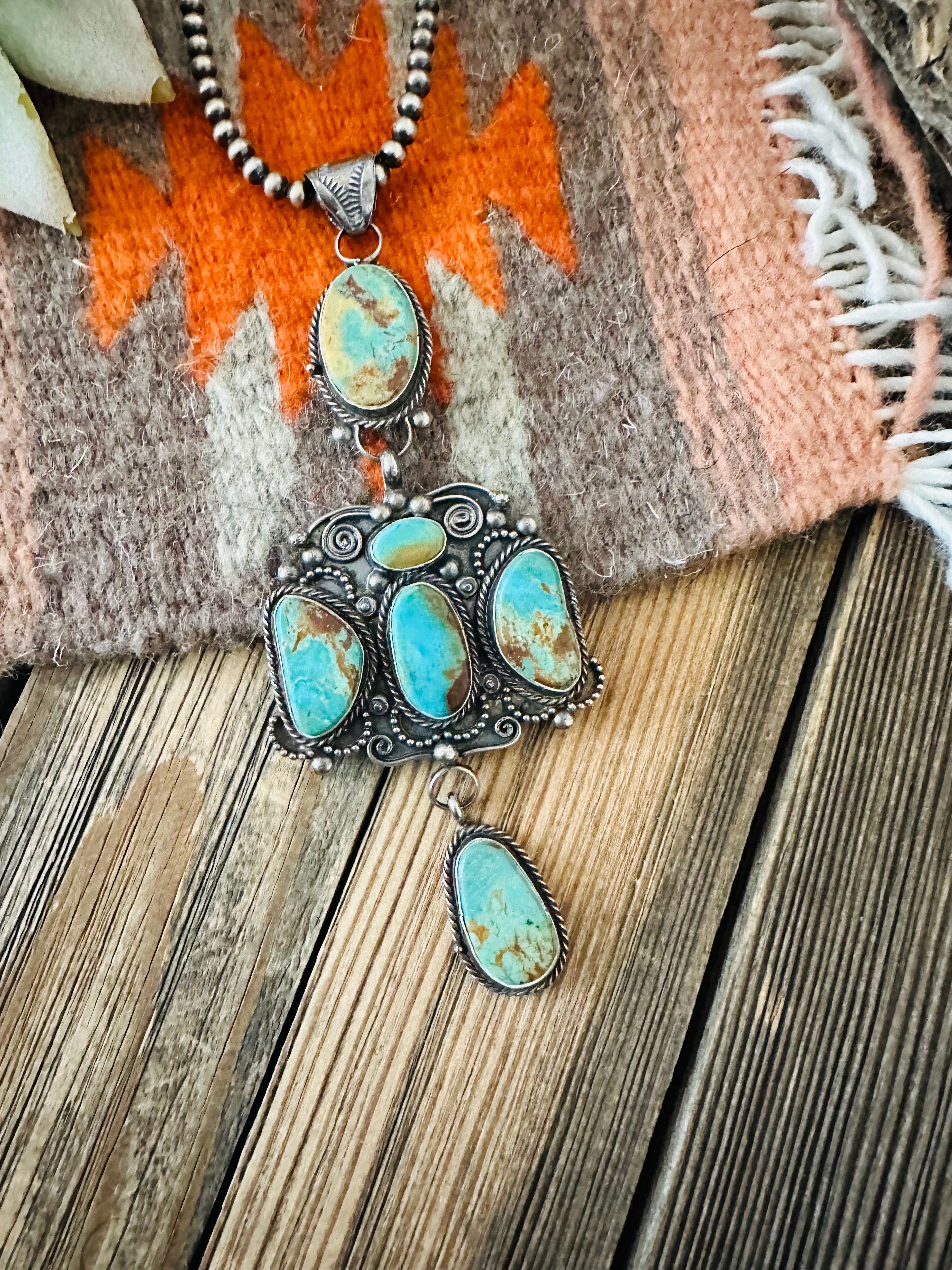 Navajo Royston Turquoise and Sterling Silver Pendant by Jacqueline Silver