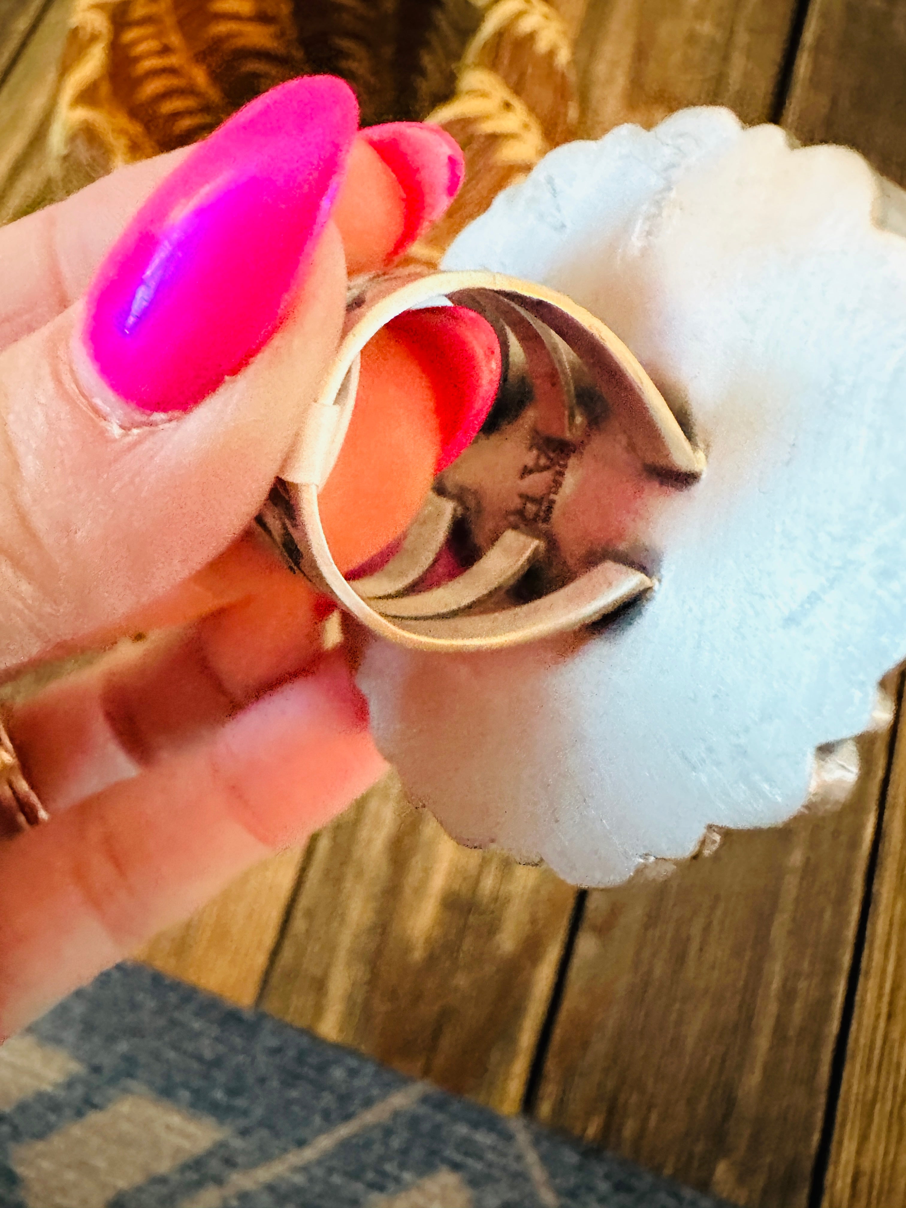 Handcrafted White Buffalo & Sterling Silver Ring Size 9