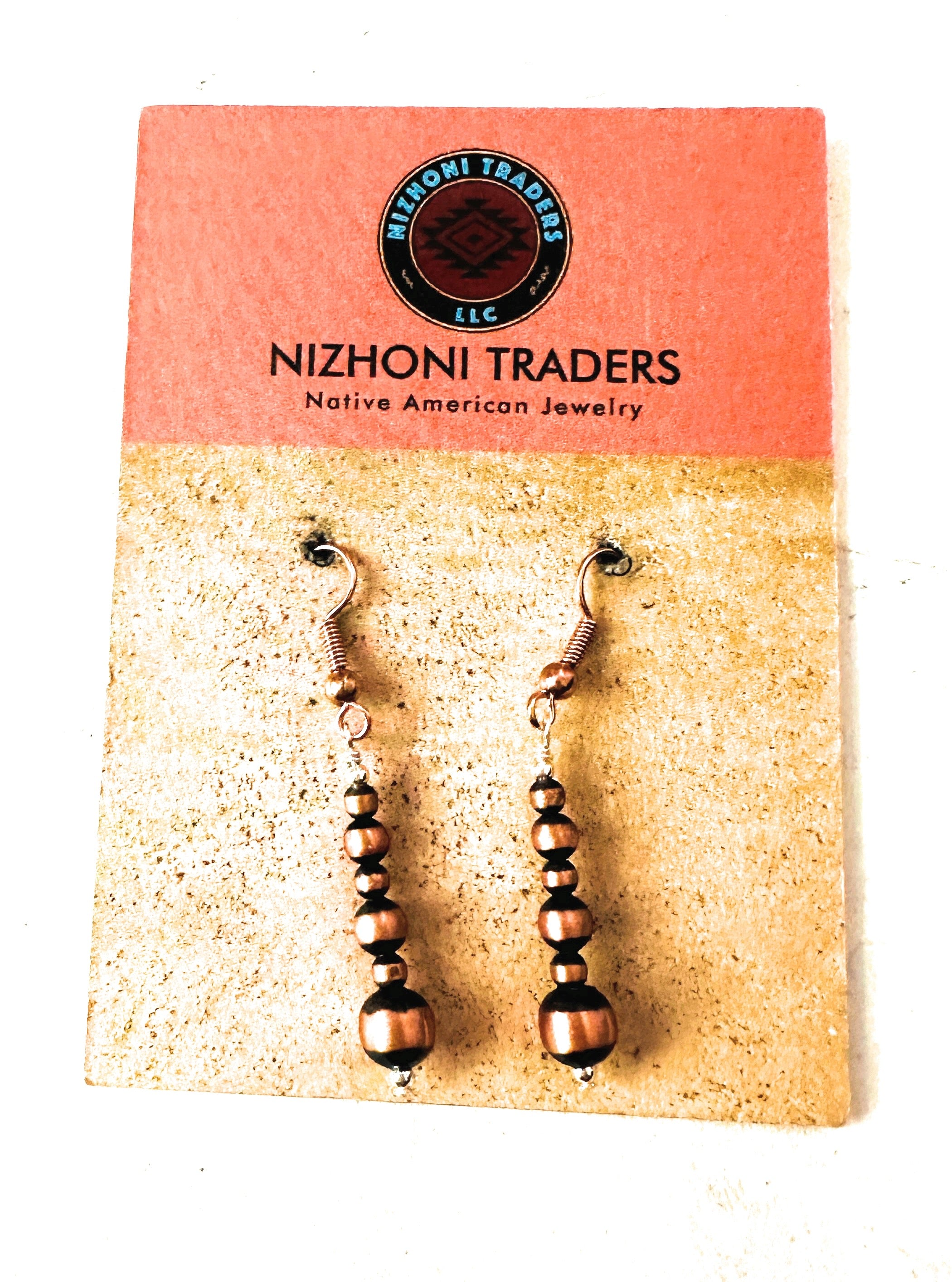 Navajo Copper Beaded Dangle Earrings