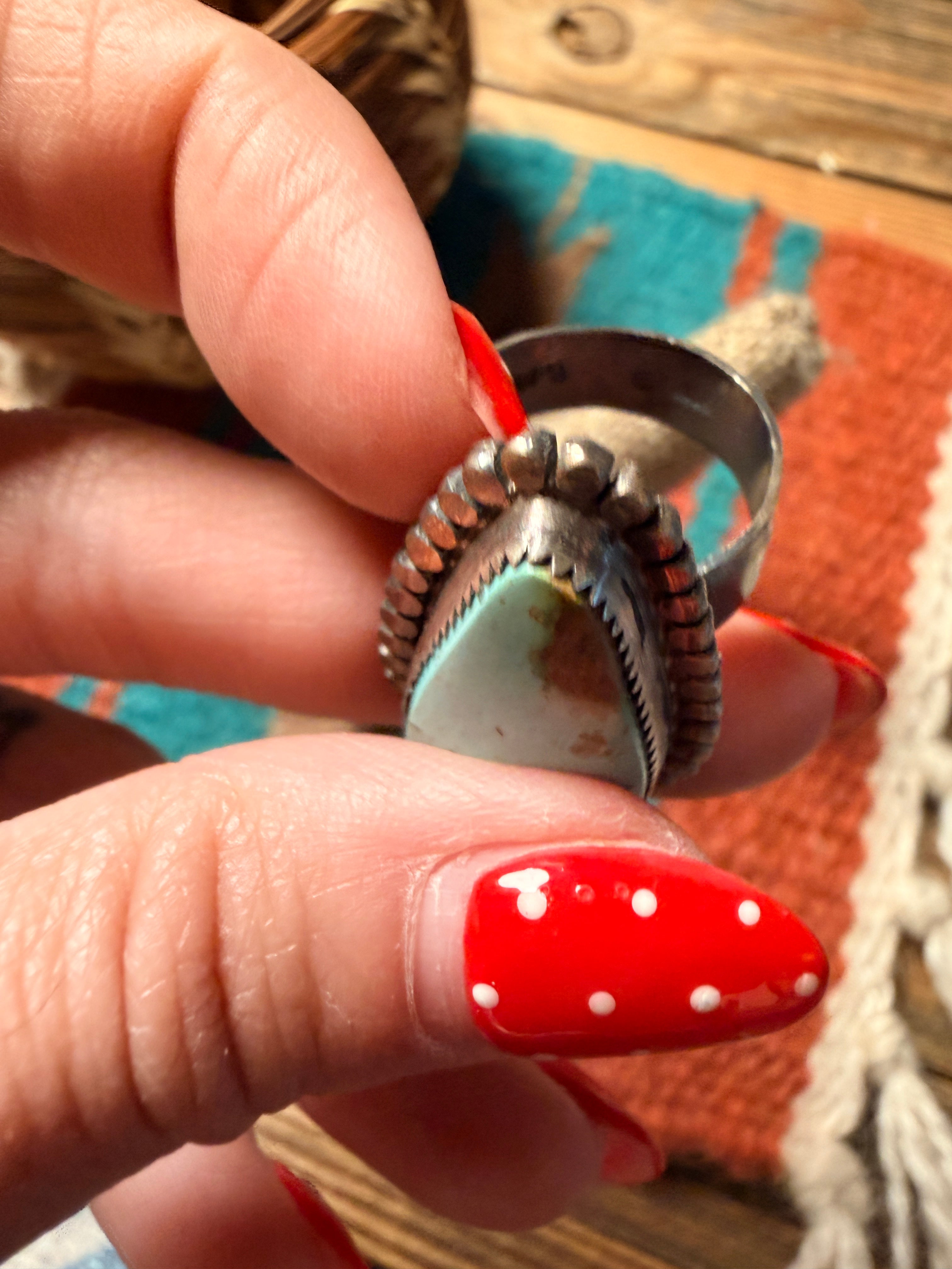 Handcrafted Turquoise & Sterling Silver Adjustable Ring by Tillie Jon