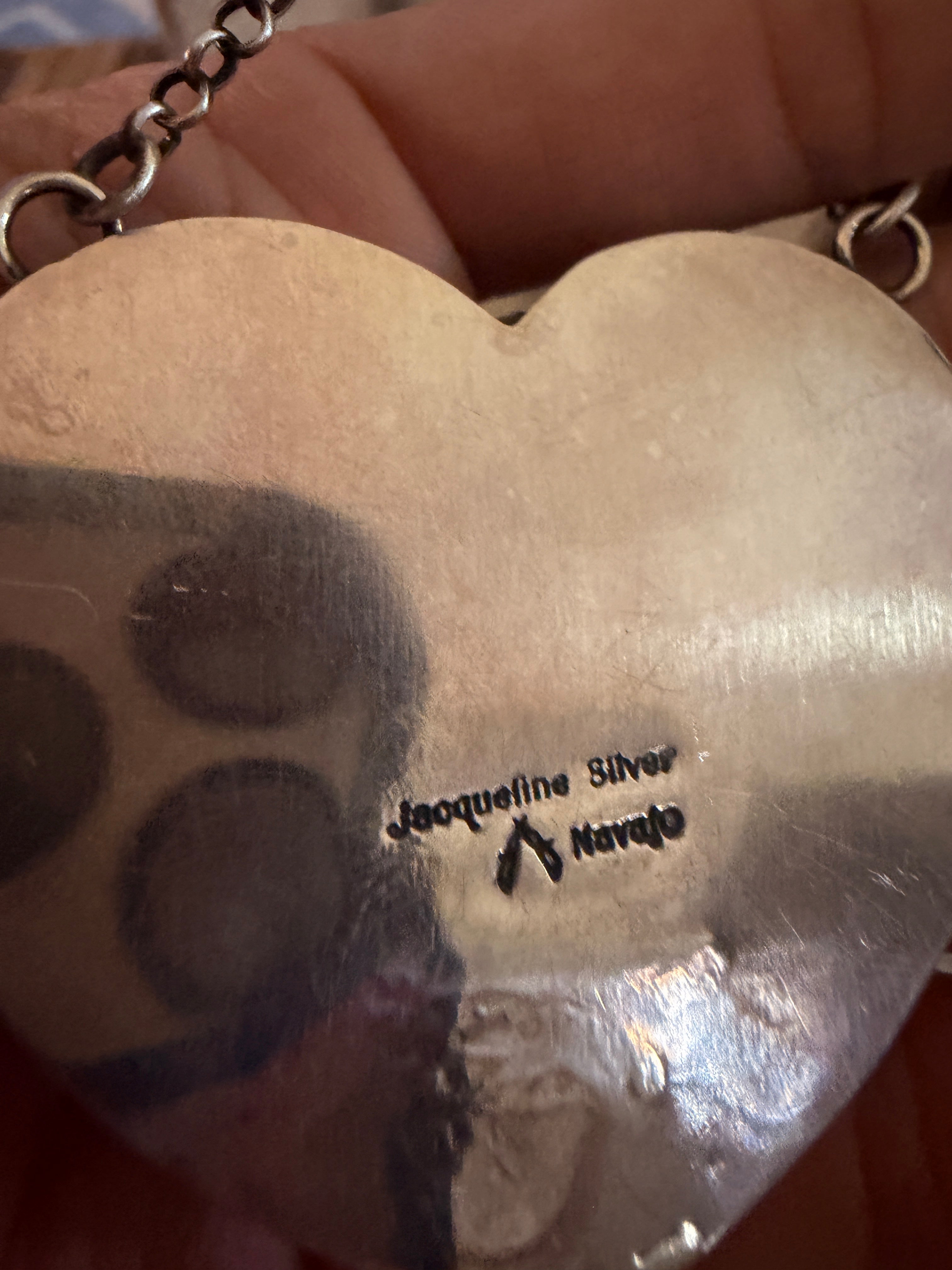 Handcrafted Turquoise & Sterling Silver Heart Necklace by Jacqueline Silver