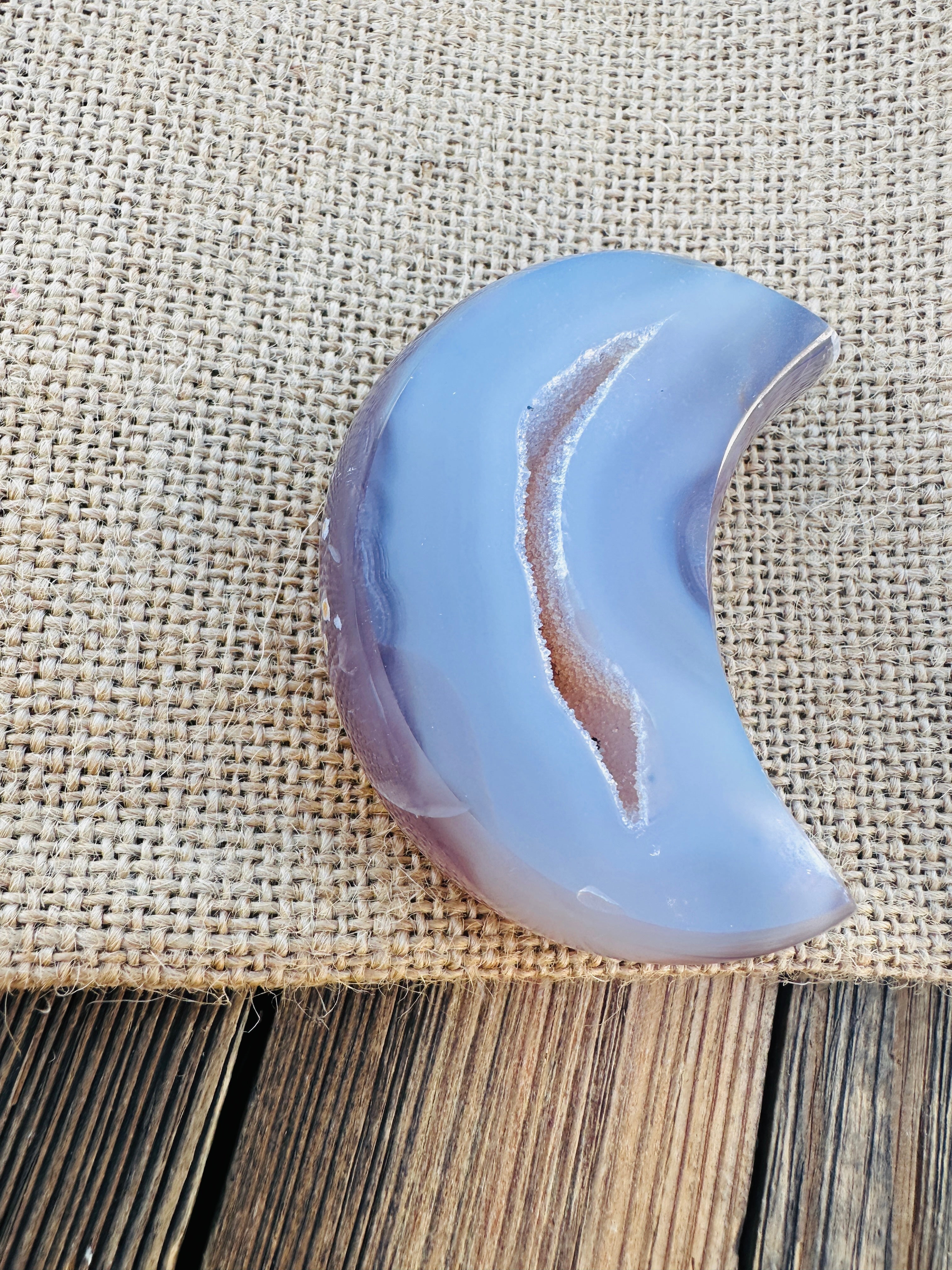 ✨ Nizhoni Crystals ✨ Polished Agate Crescent Moon