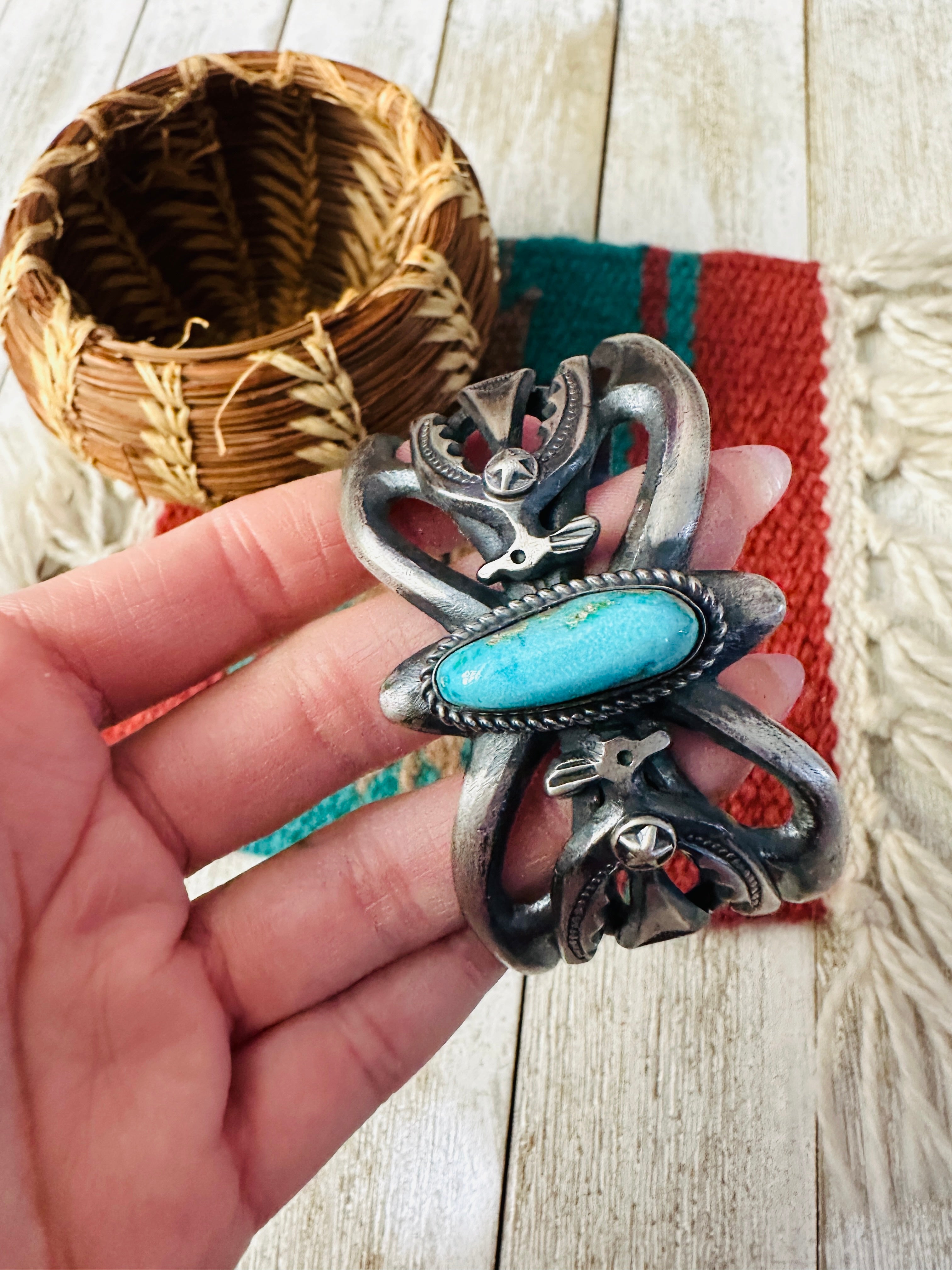 Handcrafted Turquoise & Sterling Silver Cuff Bracelet by Chimney Butte