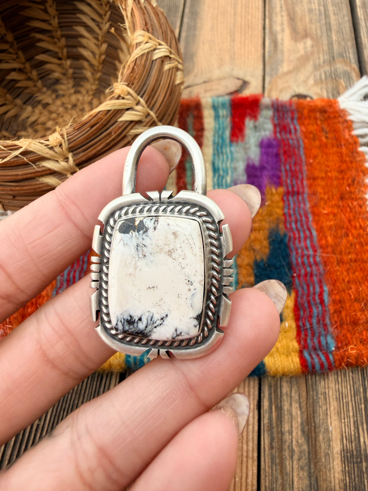 Handcrafted Sterling Silver & White Buffalo Pendant by Jon McCray