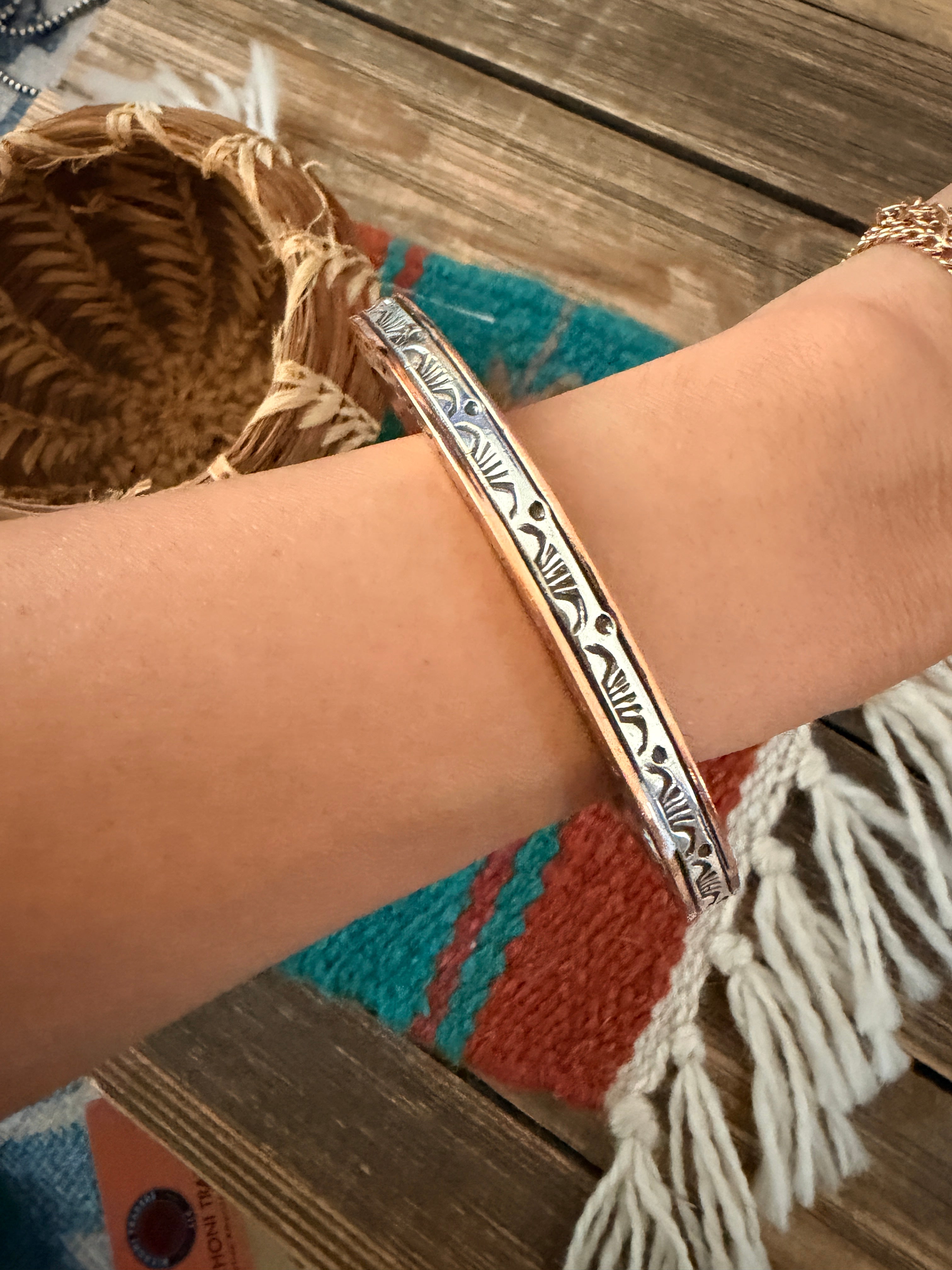 Handcrafted Copper & Sterling Silver Cuff Bracelet by Wylie Secatero