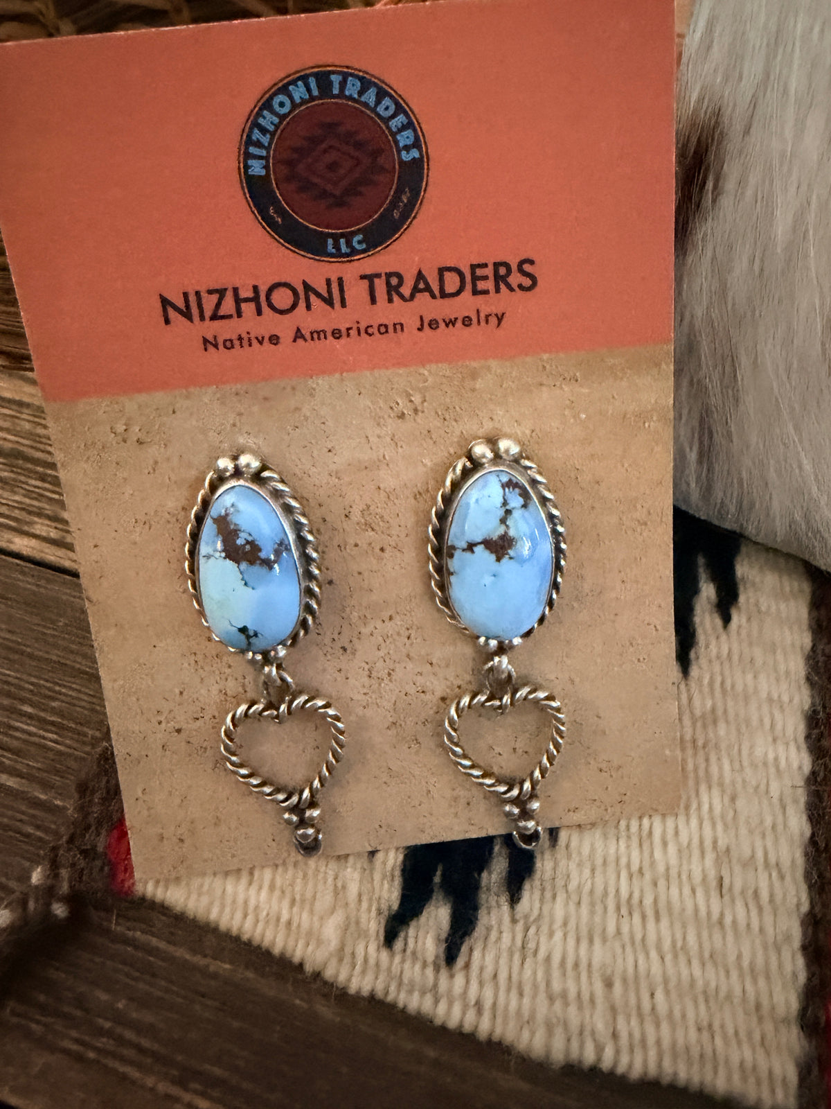 Handcrafted Golden Hills Turquoise & Sterling Silver Necklace and Earring Set by Larry Kaye