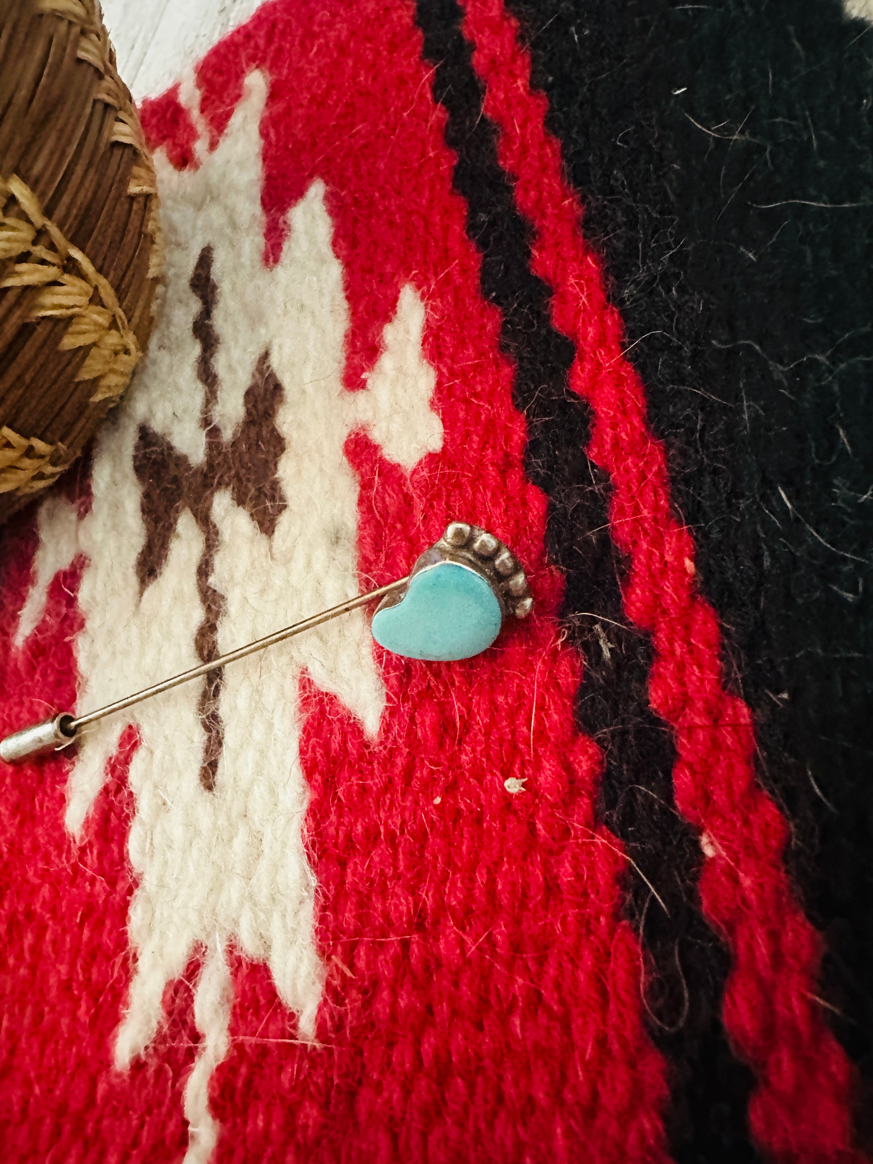 Old Pawn Vintage Navajo Turquoise & Sterling Silver Hat Pin