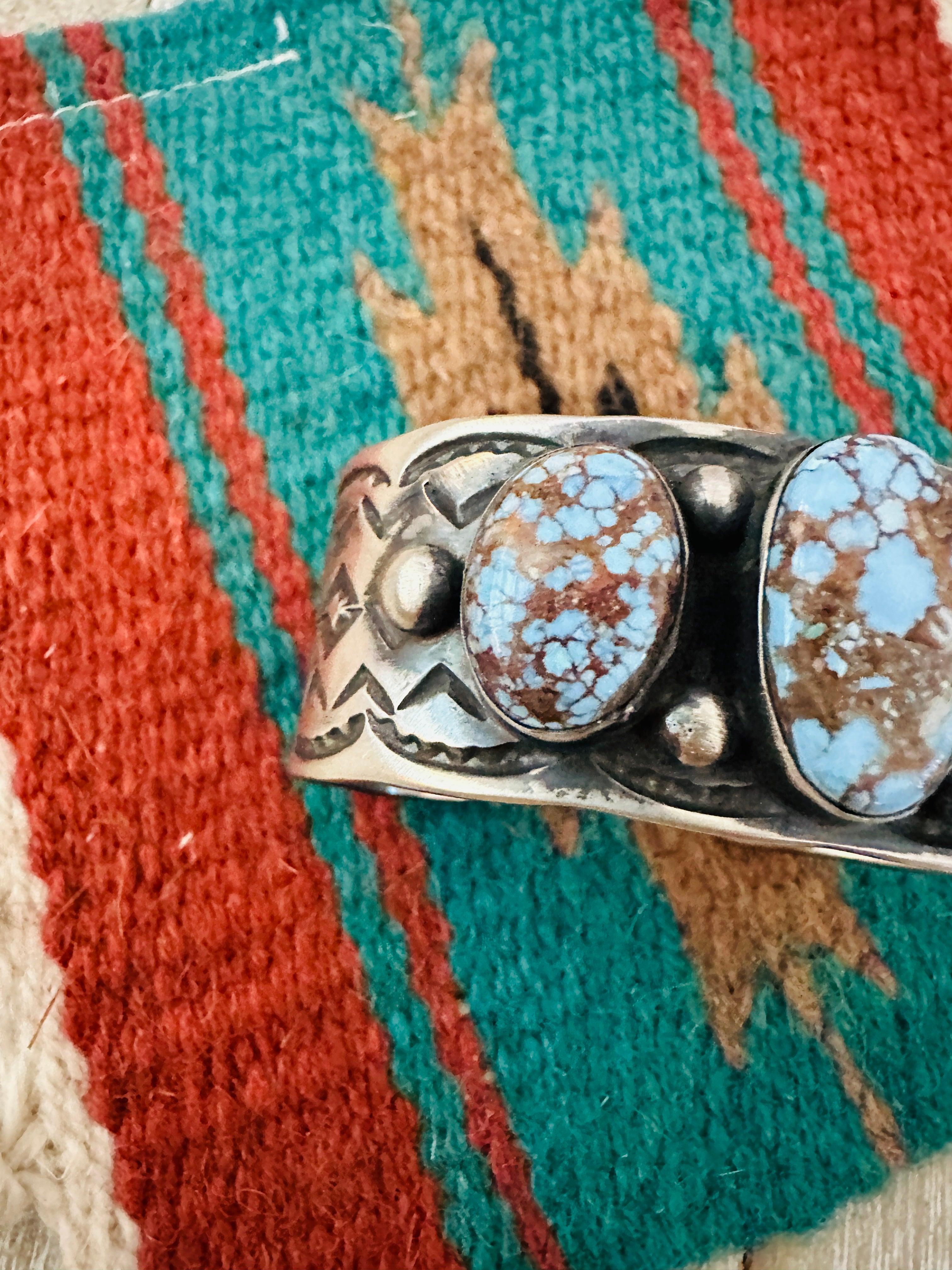 Handcrafted Sterling Silver & Golden Hills Turquoise Cuff Bracelet by Chimney Butte /