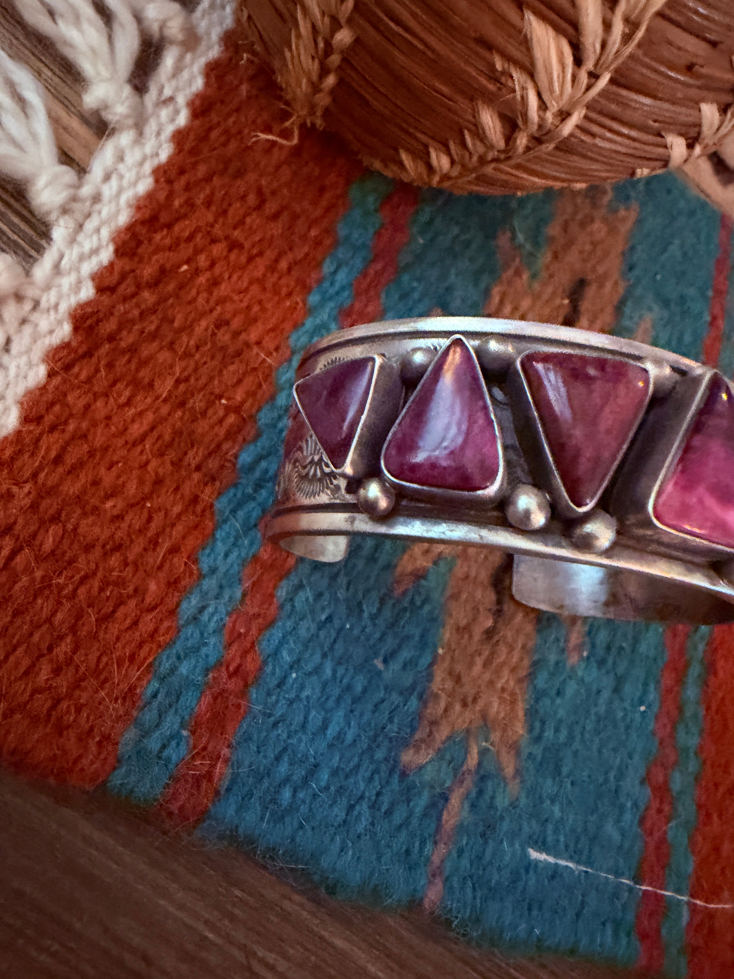 Handcrafted Purple Spiny & Sterling Silver Cuff Bracelet by Kathleen Chavez