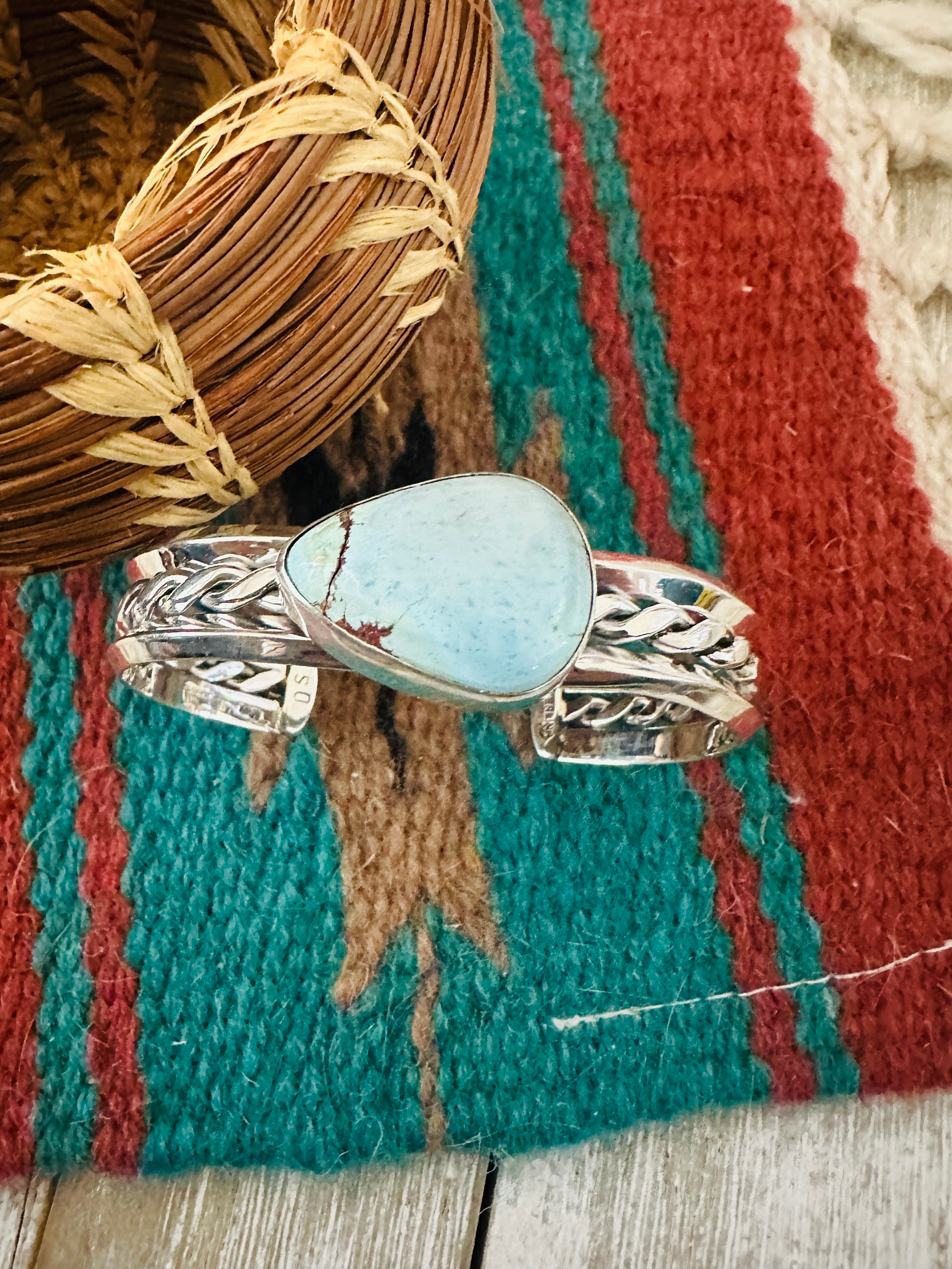 Handcrafted Sterling Silver & Golden Hills Turquoise Cuff Bracelet