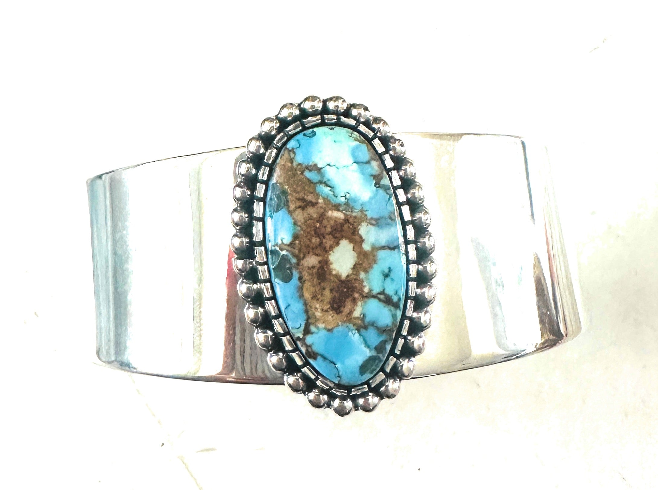 Navajo Golden Hills Turquoise & Sterling Silver Cuff Bracelet