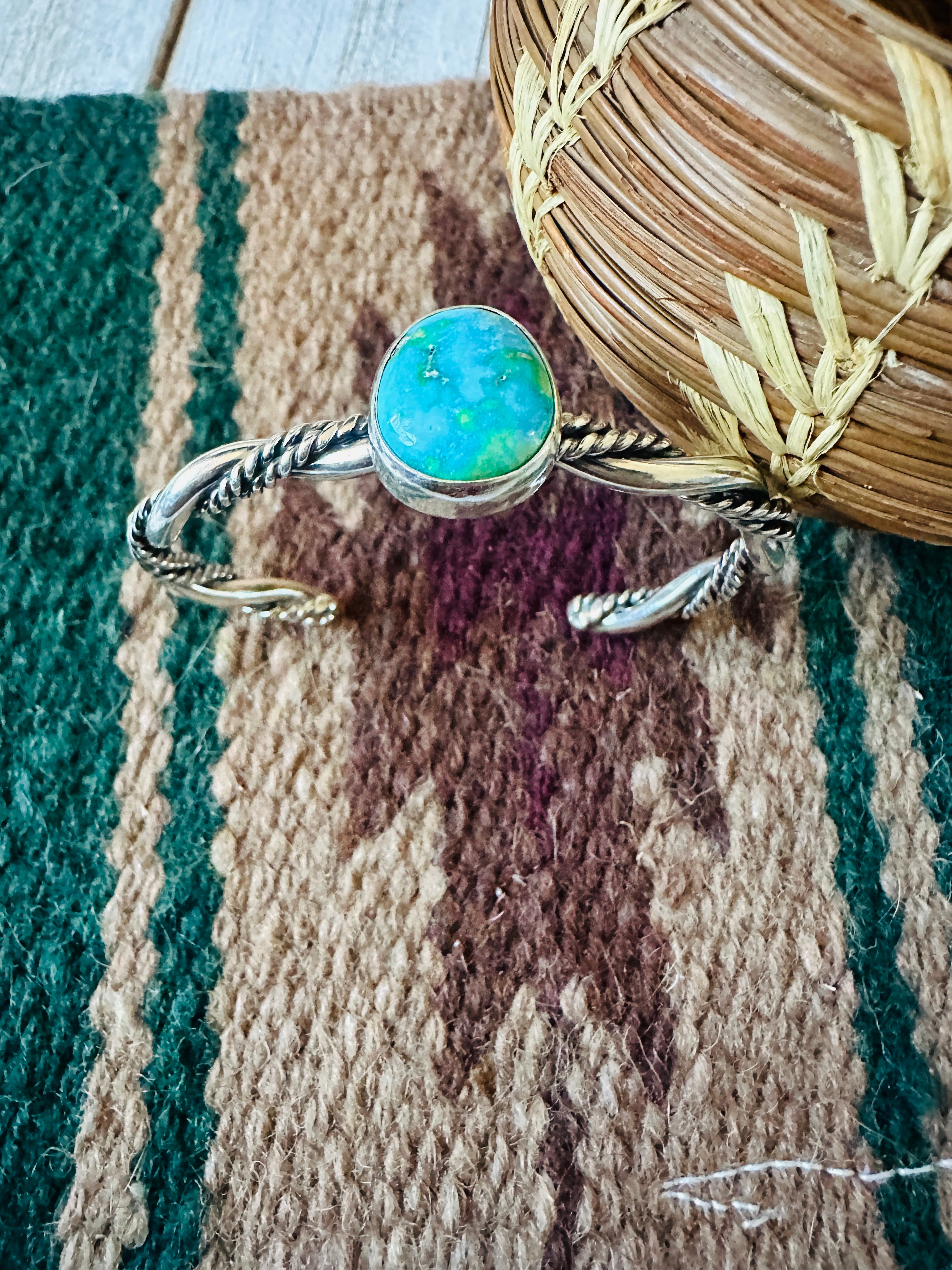 Navajo Sonoran Mountain Turquoise & Sterling Silver Cuff Bracelet