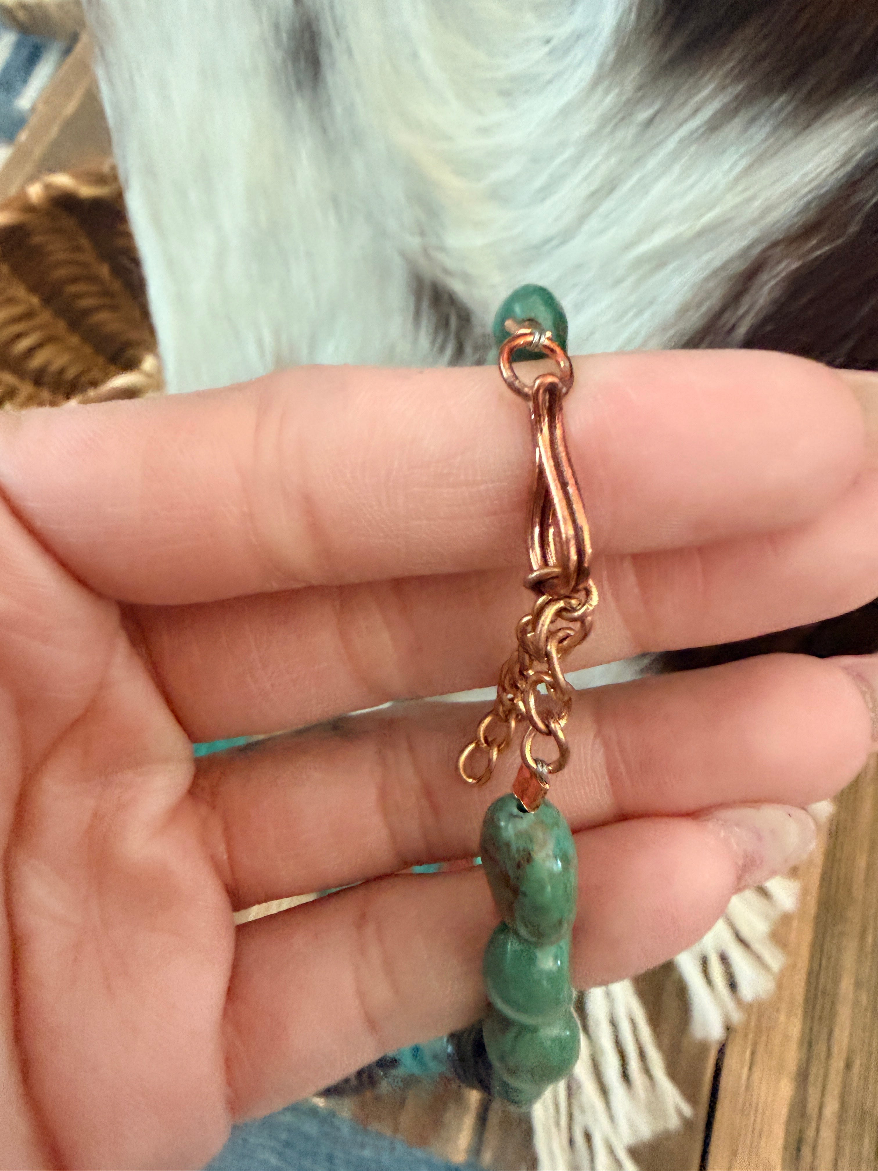 Handcrafted Turquoise & Copper 18” Beaded Necklace