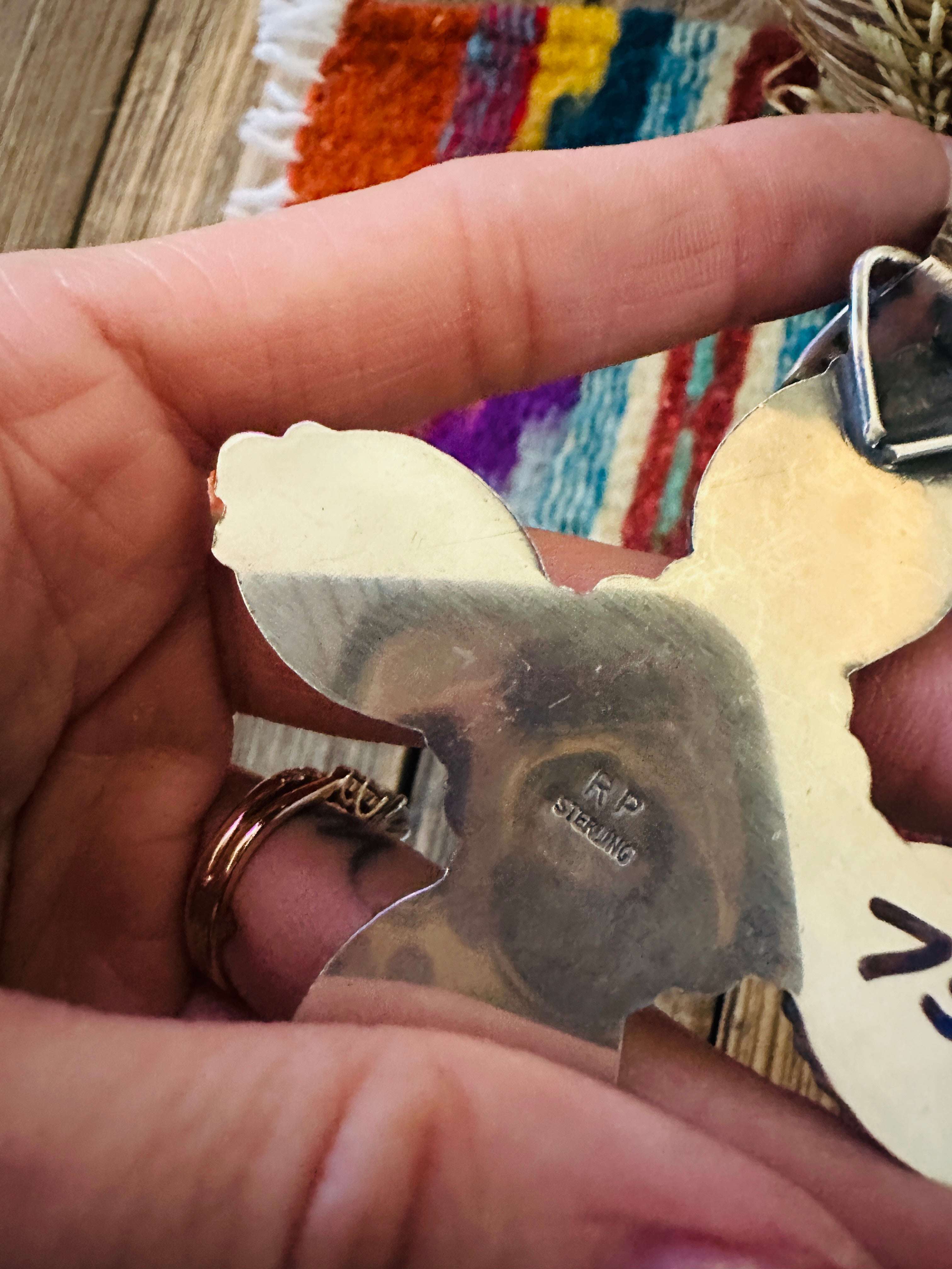 Handcrafted Sterling Silver & Kingman Turquoise Cross Pendant by Rosella Paxson