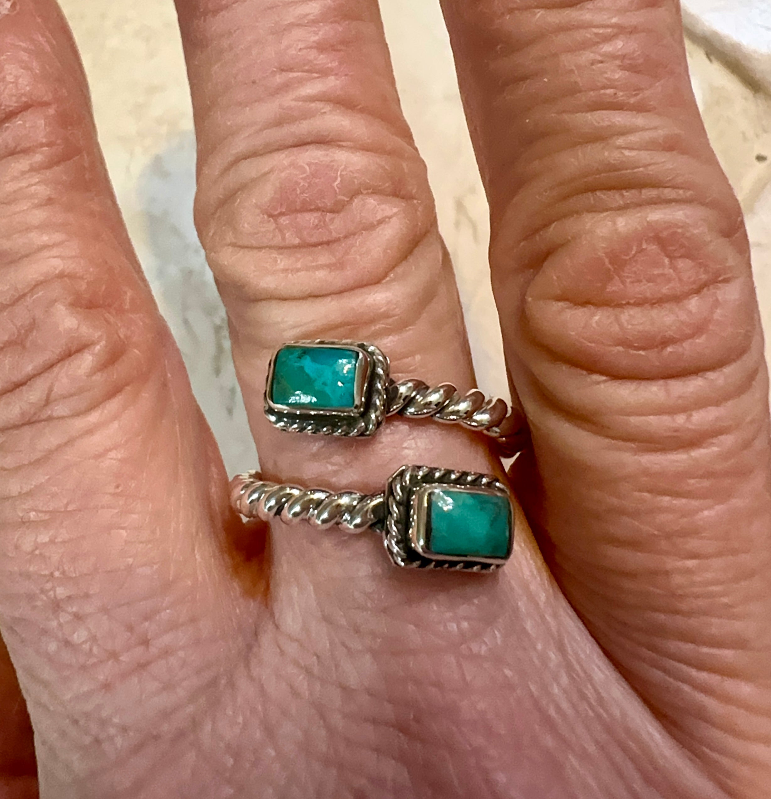 Turquoise 2 Stone Sterling Silver Ring