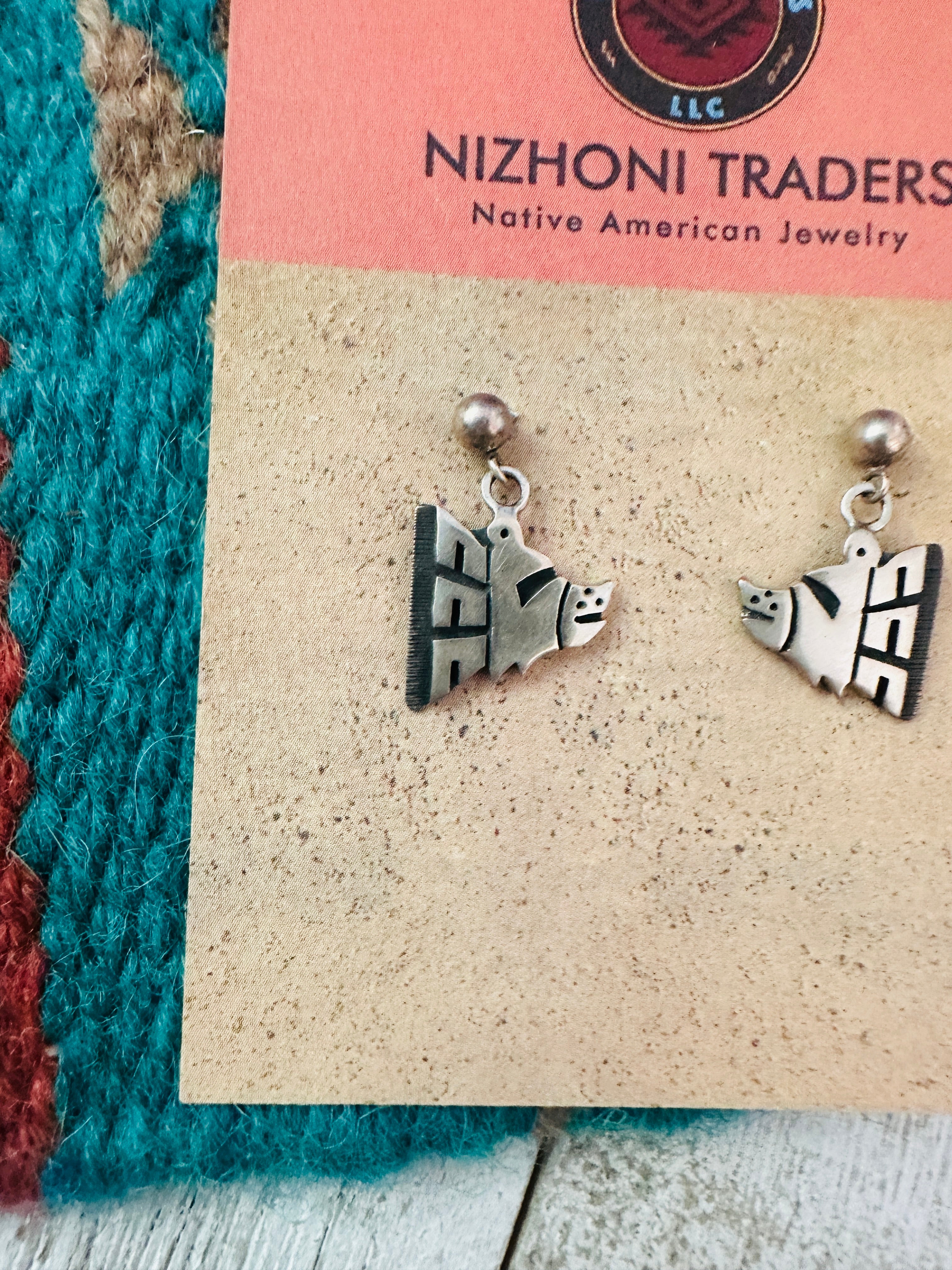 Hopi Sterling Silver Pig Dangle Earrings