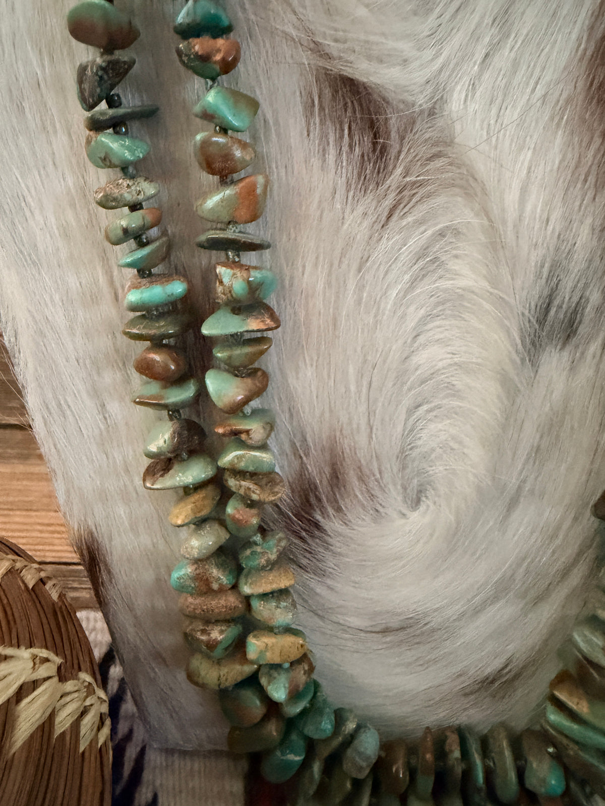 Old Pawn Handcrafted Turquoise Double Stranded Beaded 30” Necklace