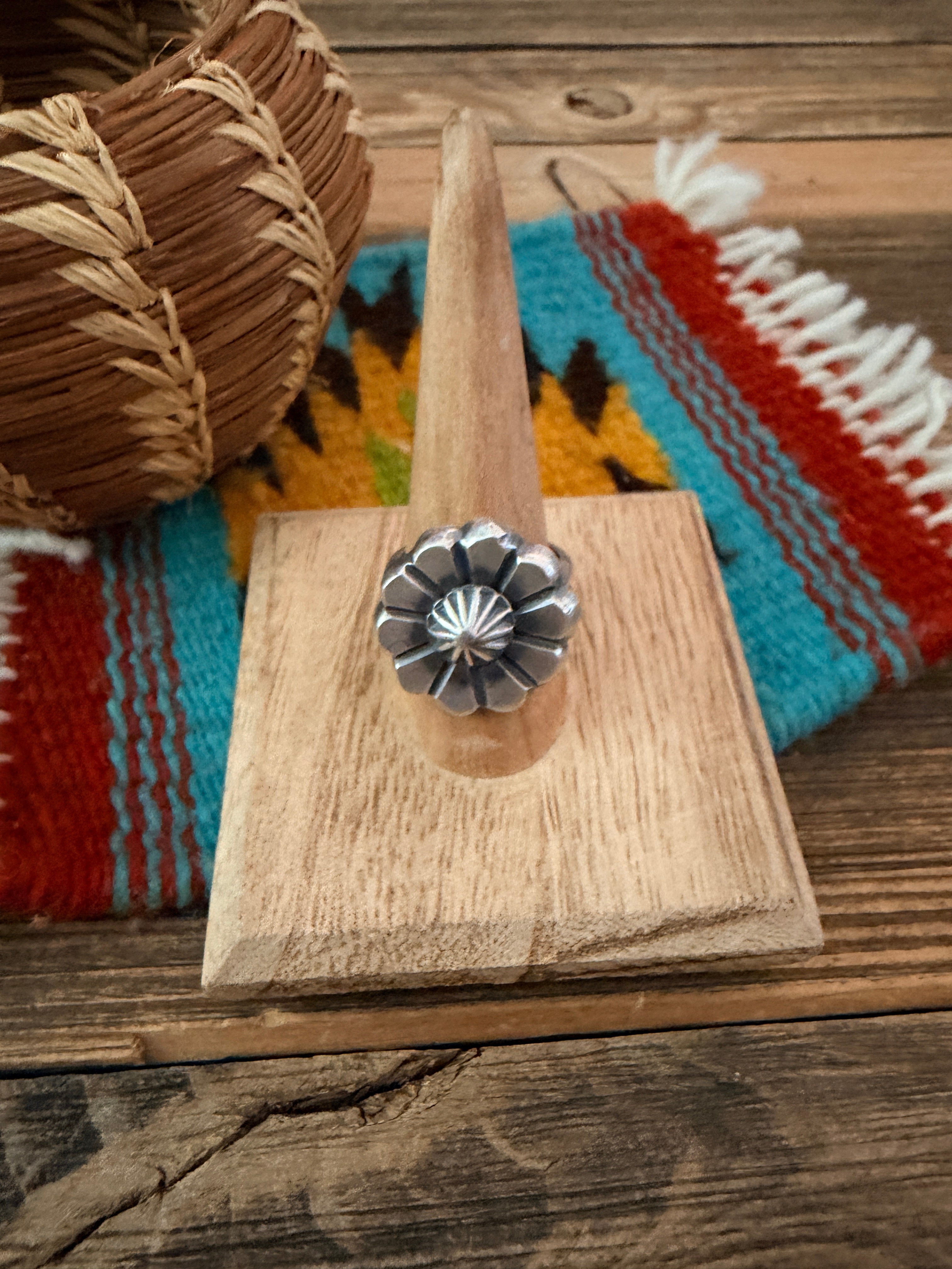 Handcrafted Sterling Silver Flower Ring size 8 by Chimney Butte