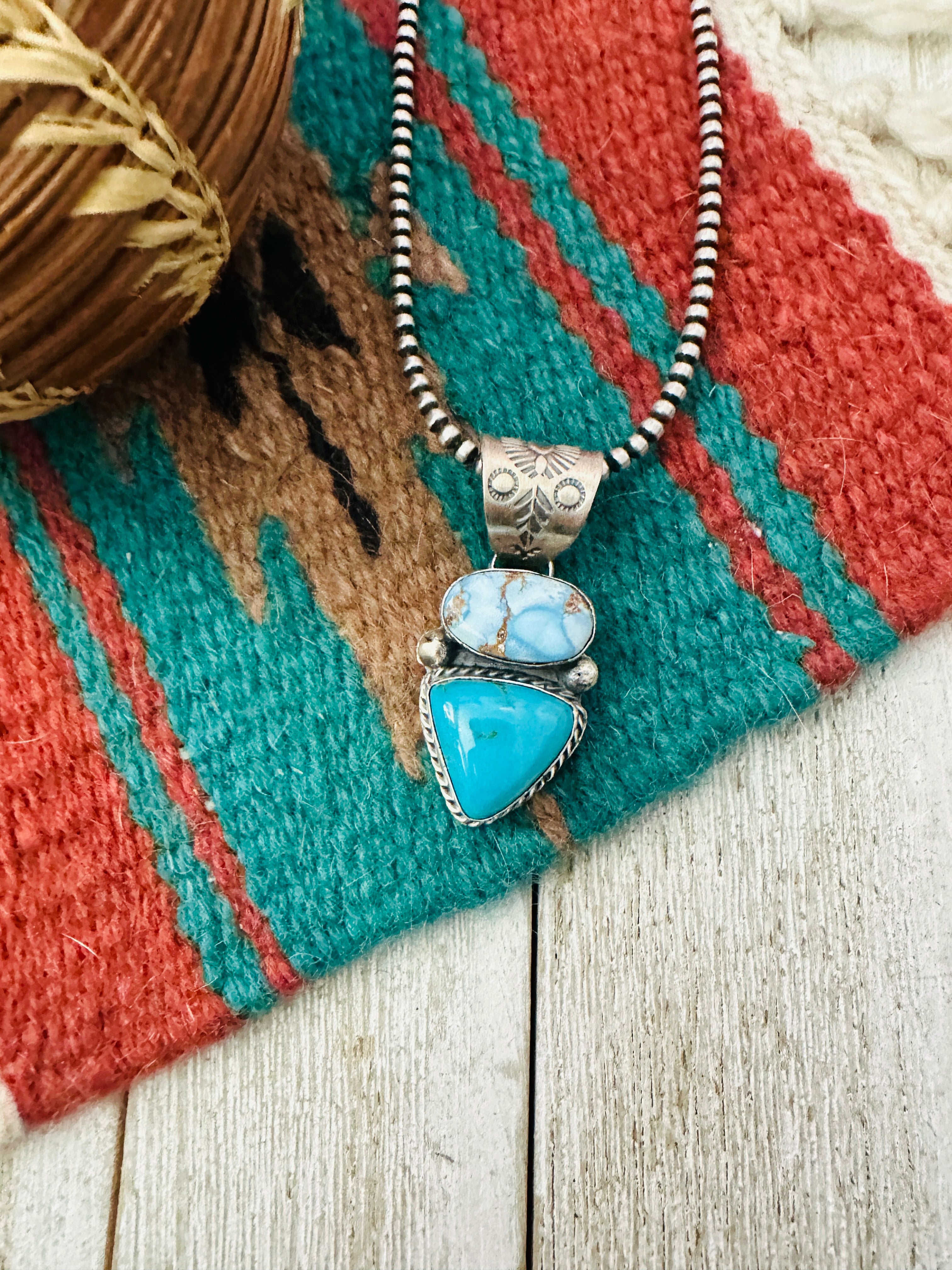 Handcrafted Sterling Silver & Multi Turquoise Pendant