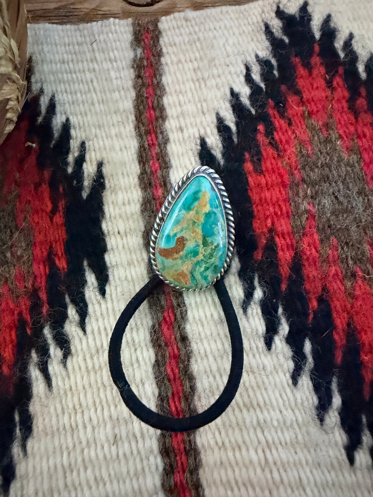 Handcrafted Turquoise & Sterling Silver Hair Tie Charm