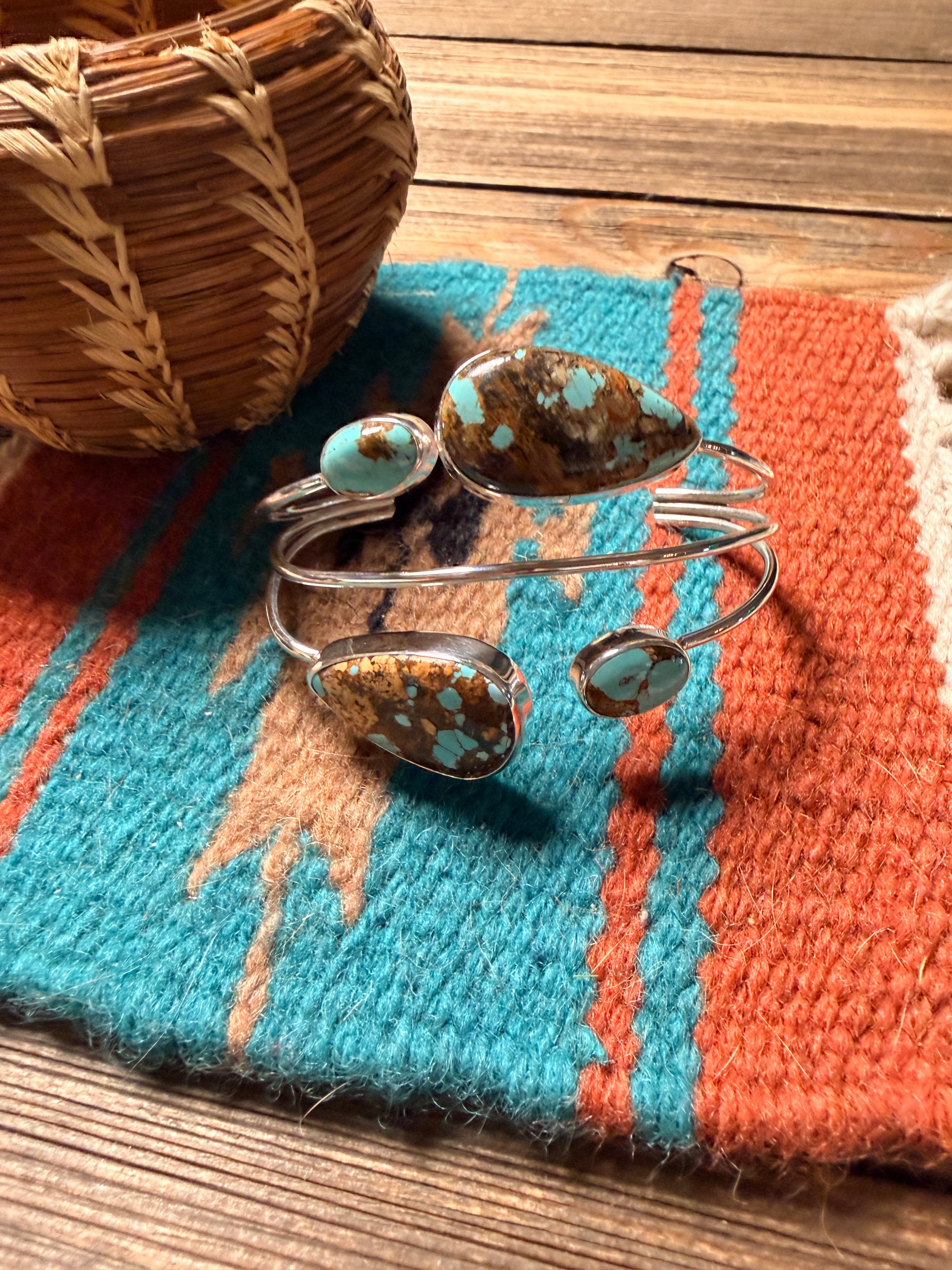 Handcrafted Royston Turquoise & Sterling Silver Cuff Bracelet by Virginia Sandoval