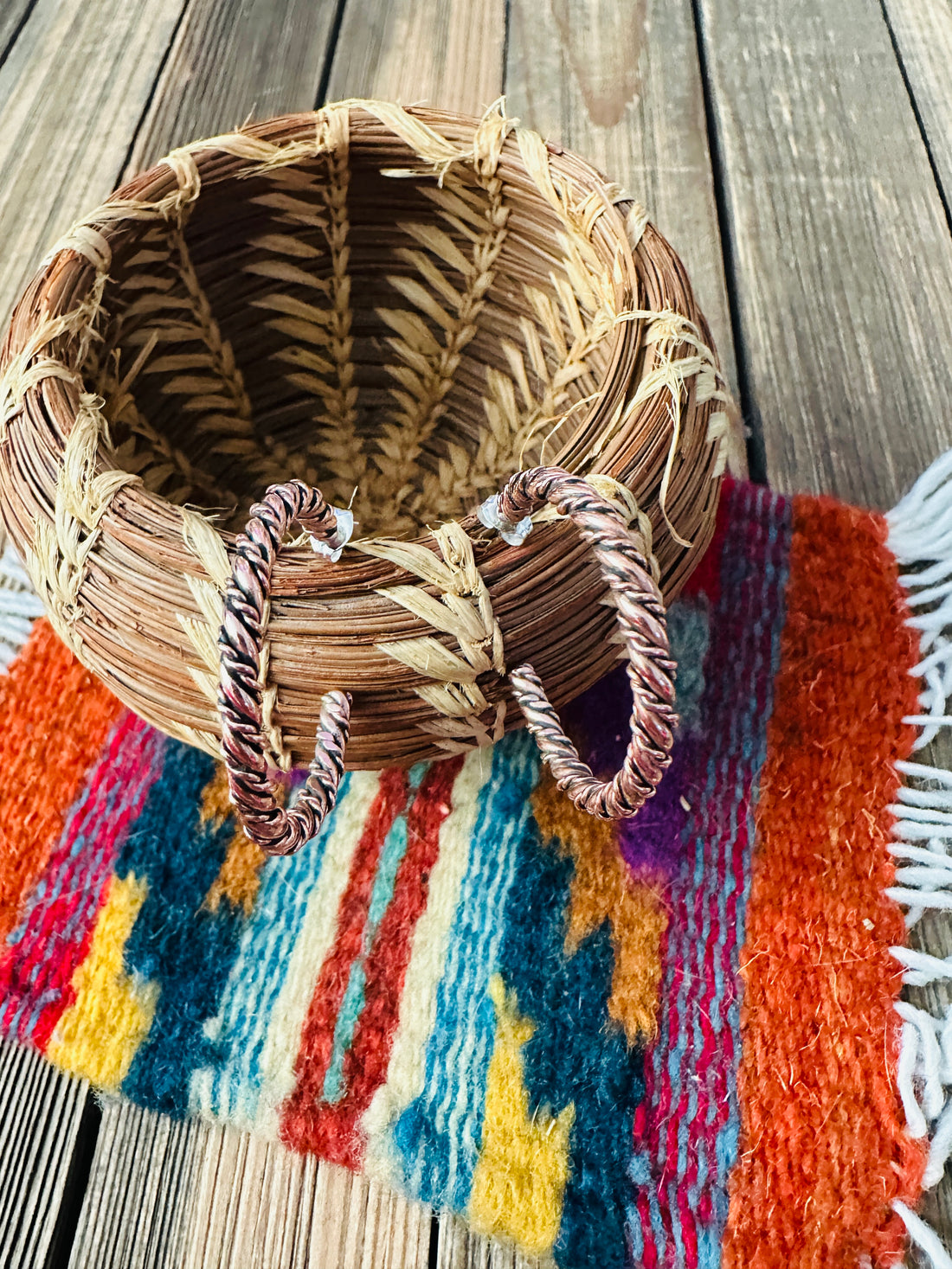 Handcrafted Twisted Copper Hoop Earrings